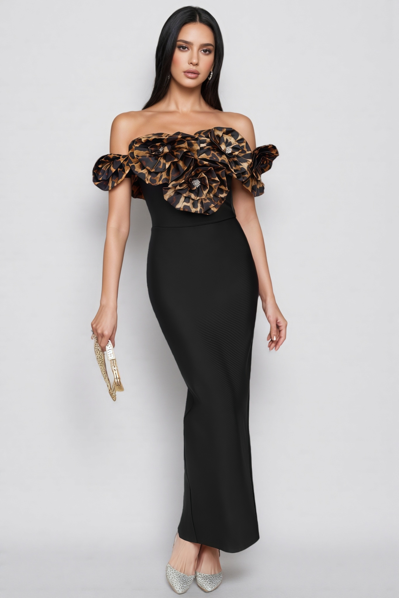Donsa 3D Floral Bandage Maxi Dress