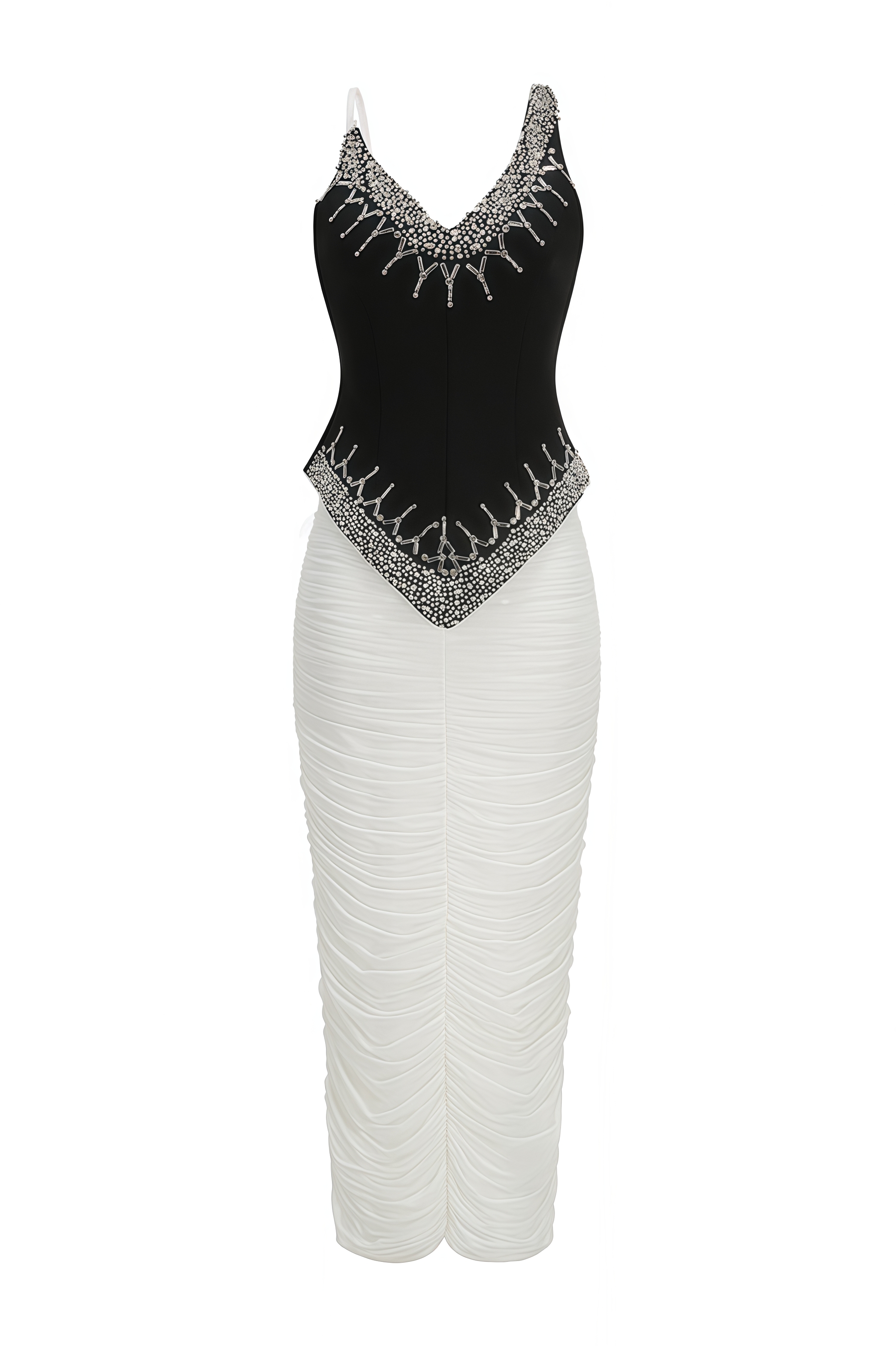 Wlilony Diamond Studded Pleated Maxi Dress Set