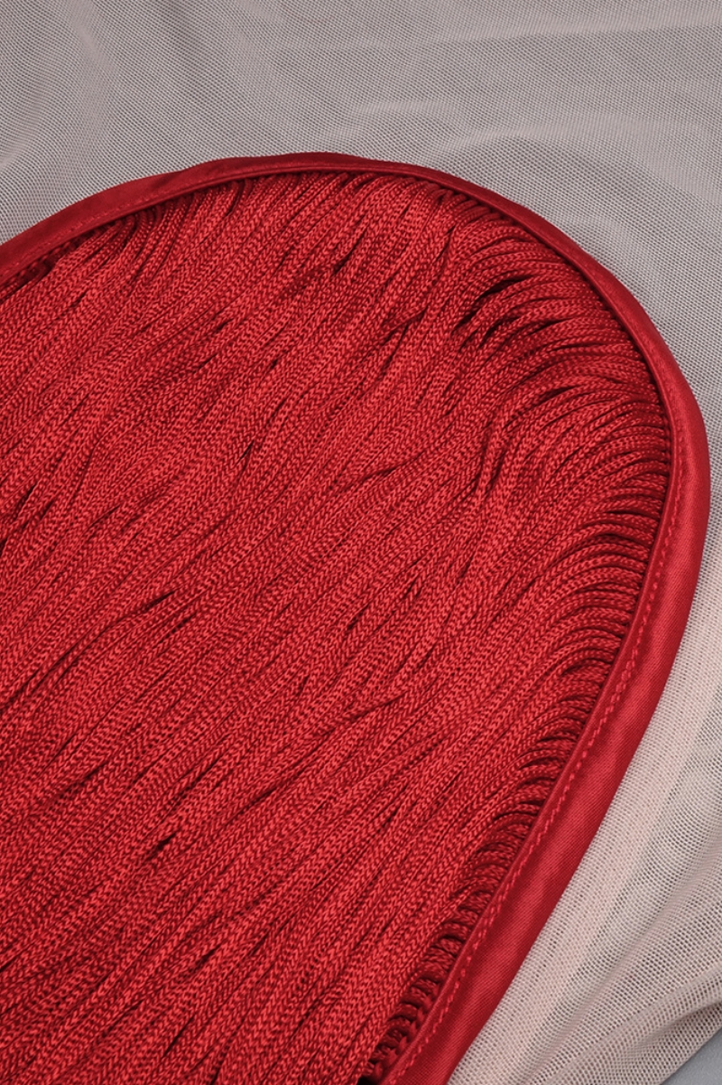 Lupita Red Strapless Fringe Maxi Dress