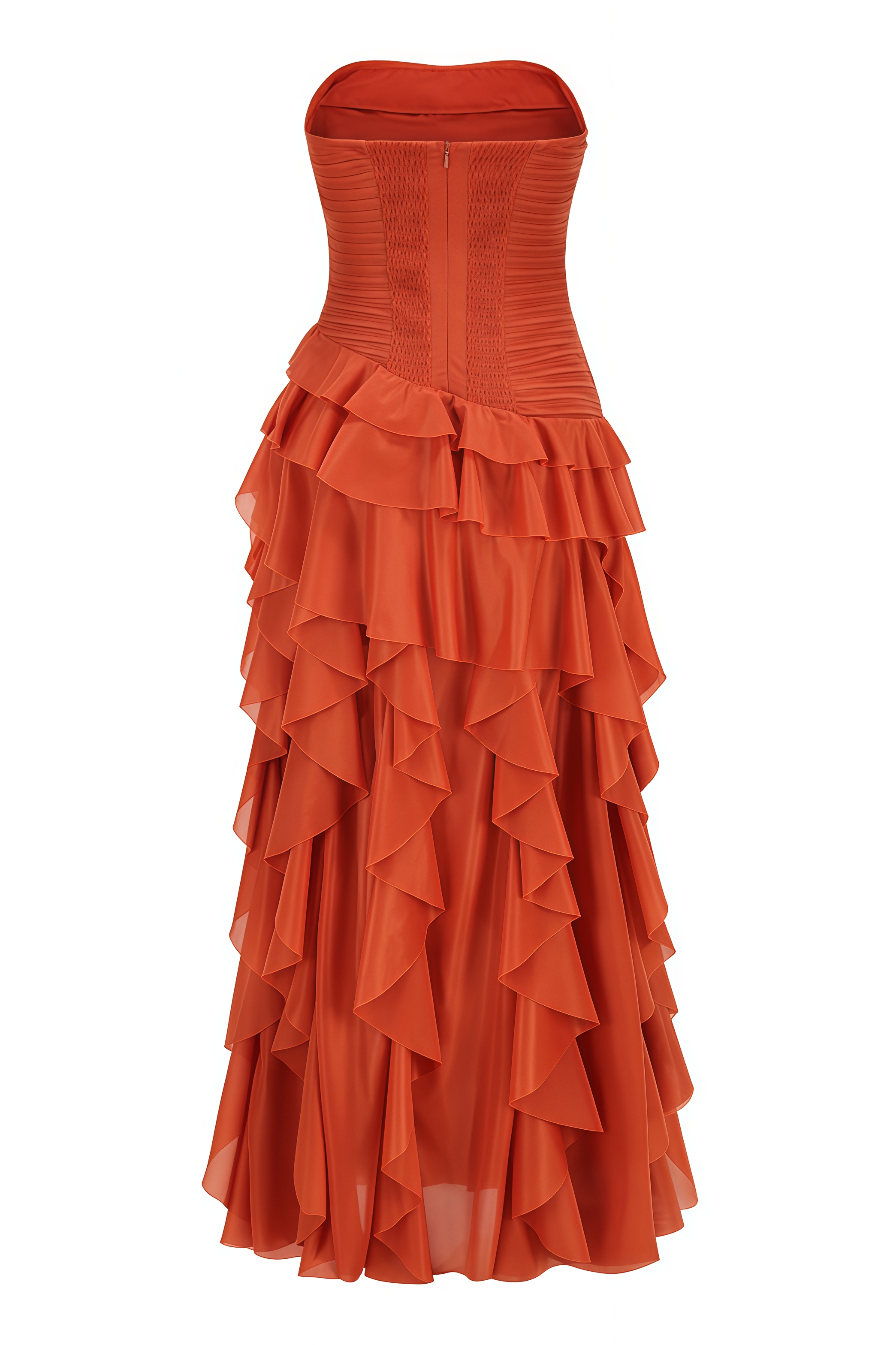 Atitcuse Orange Strapless Maxi Dress
