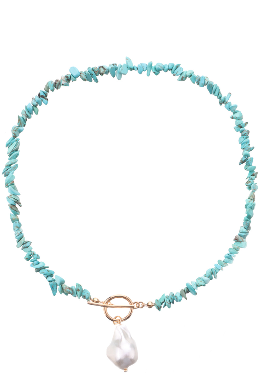 Ivyana  Pearl And Turquoise Beaded Necklace