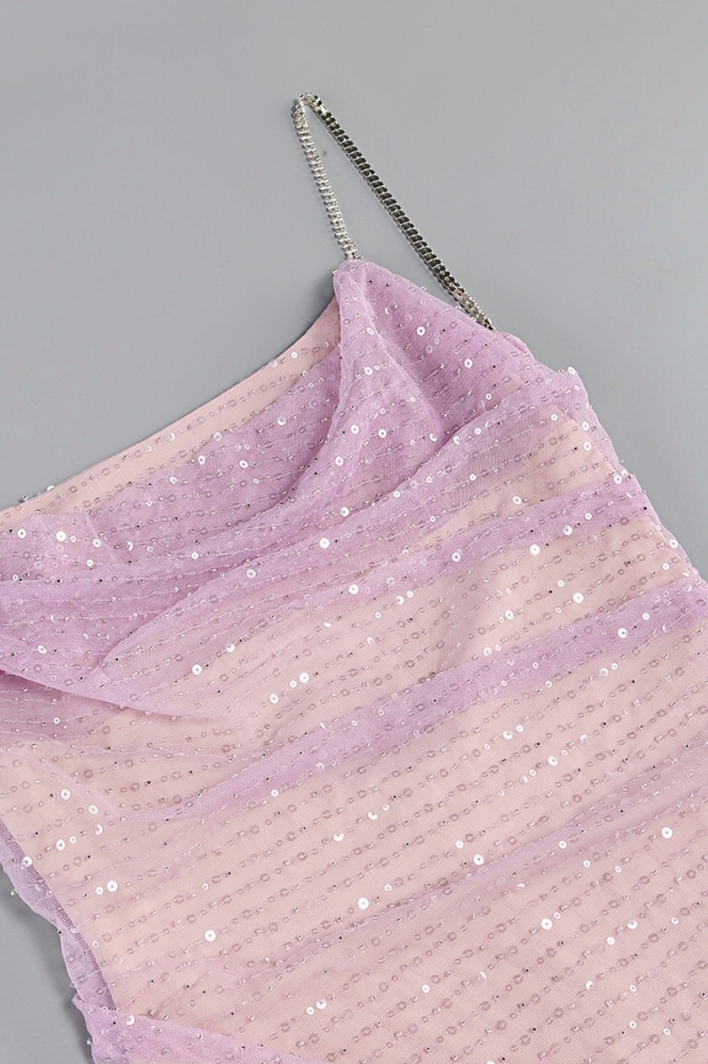 Hespere Halter Sequin Mesh Maxi Dress