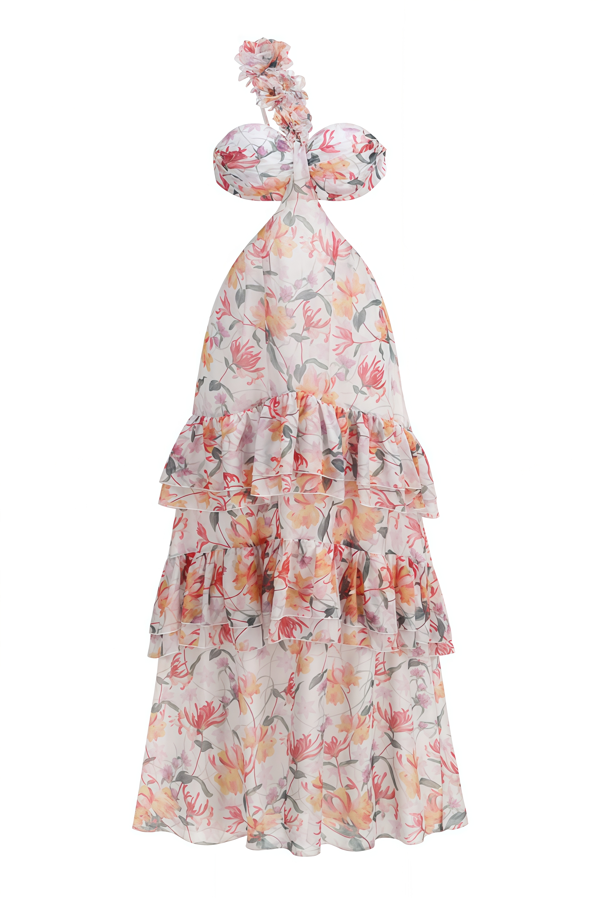 Alrvint One Shoulder Floral Ruffle Maxi Dress