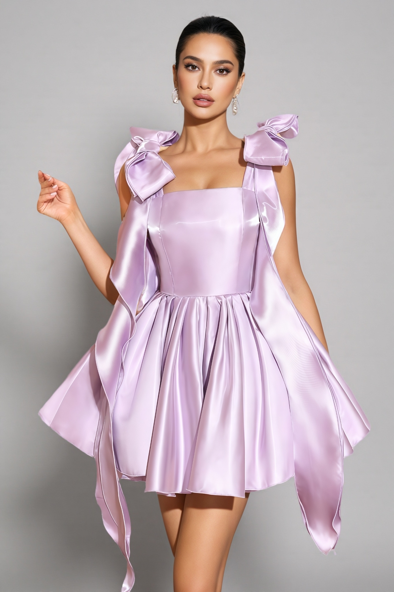 Valentina Purple Bow Mini Dress