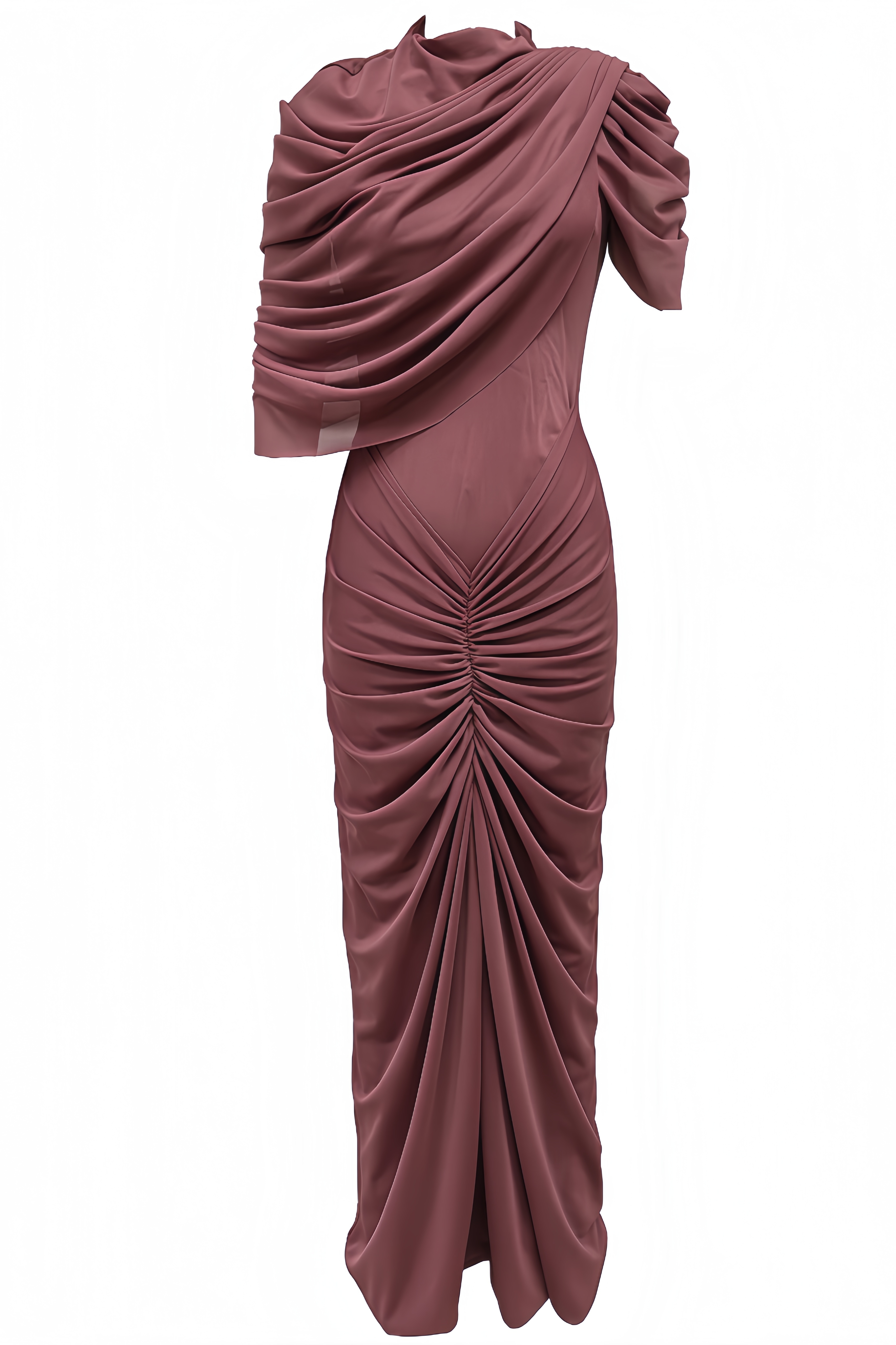 Zevof Asymmetrical Pleated Maxi Dress