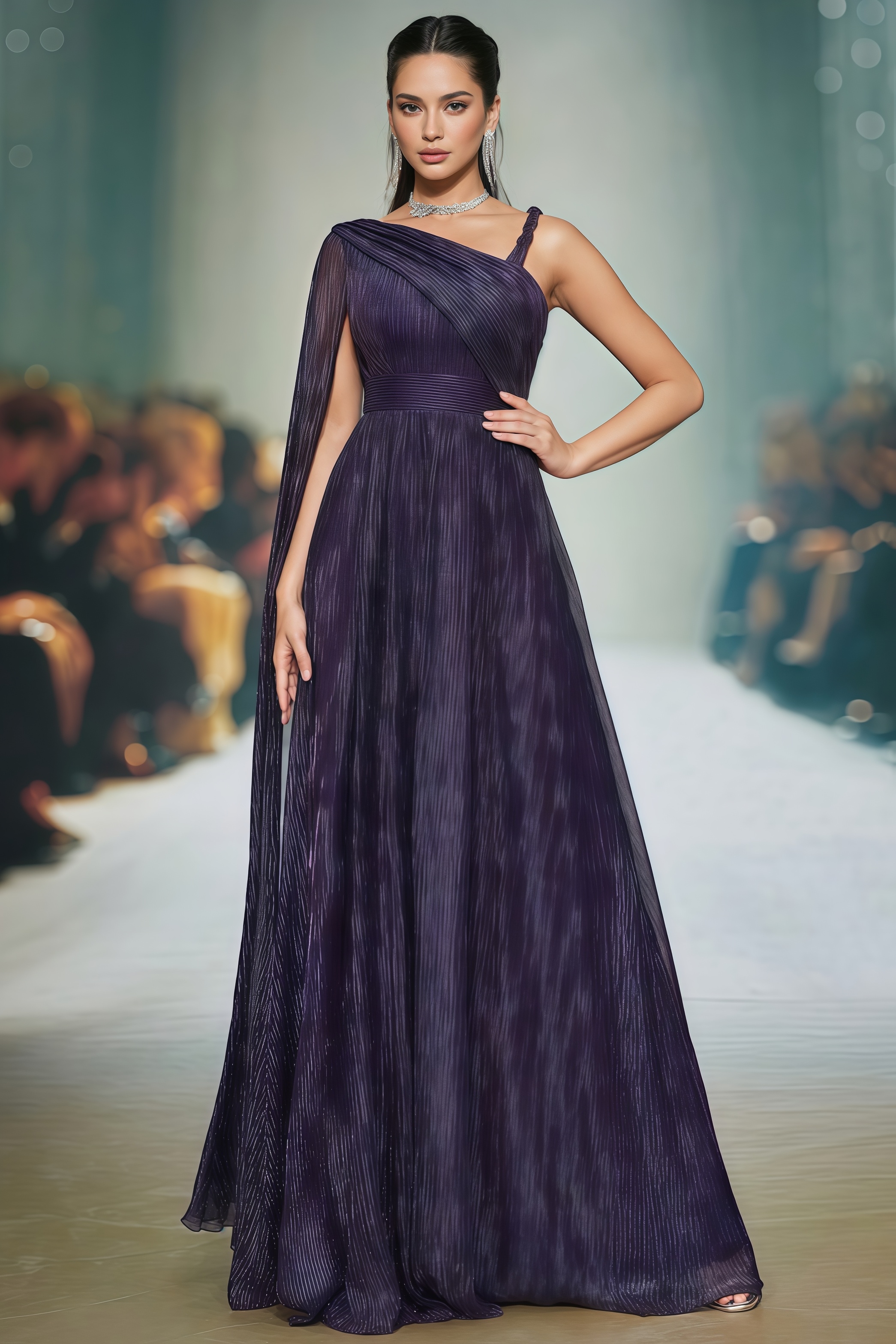 Wylerlt Purple One Shoulder Maxi Dress
