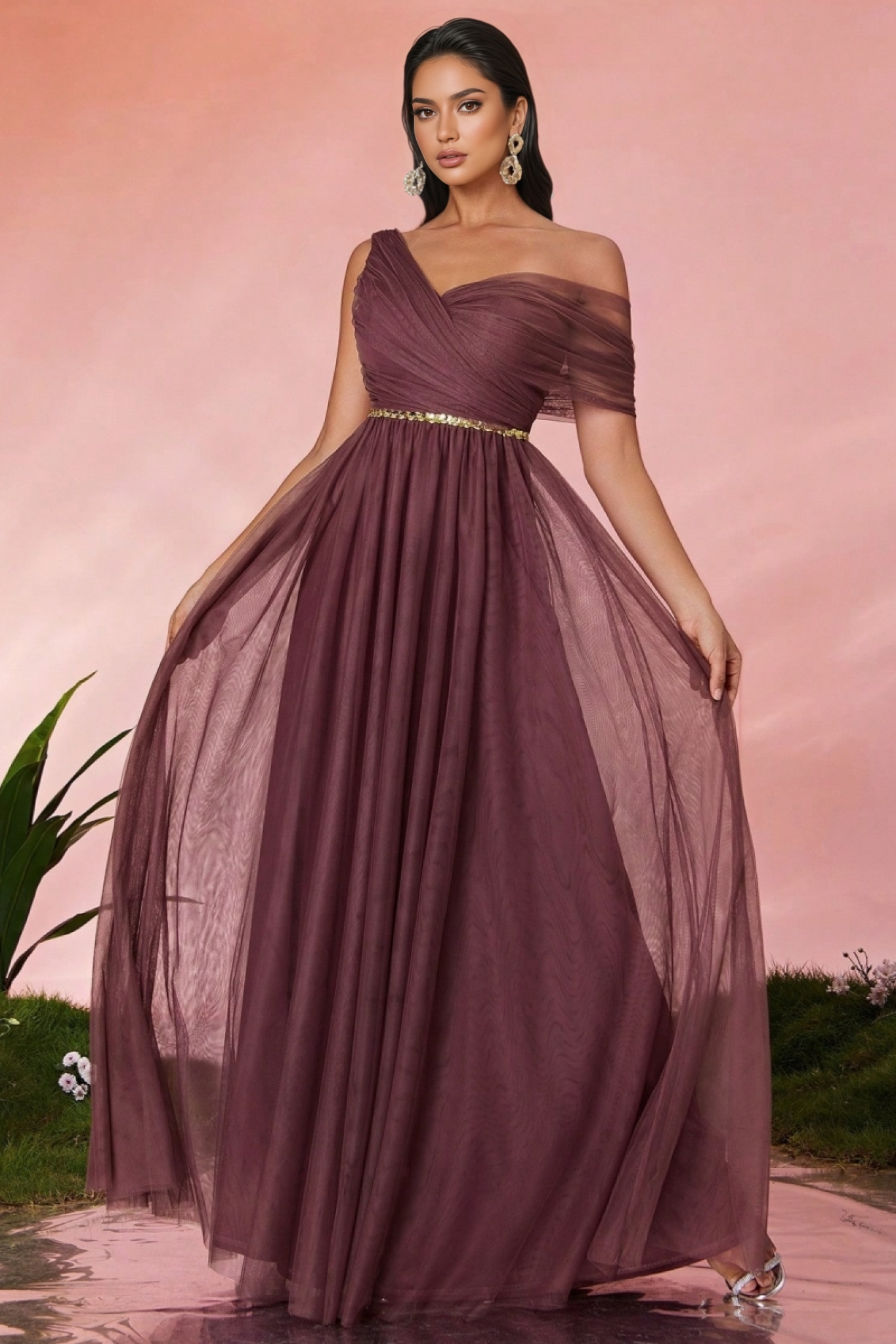 Linus Strapless Mesh Maxi Dress