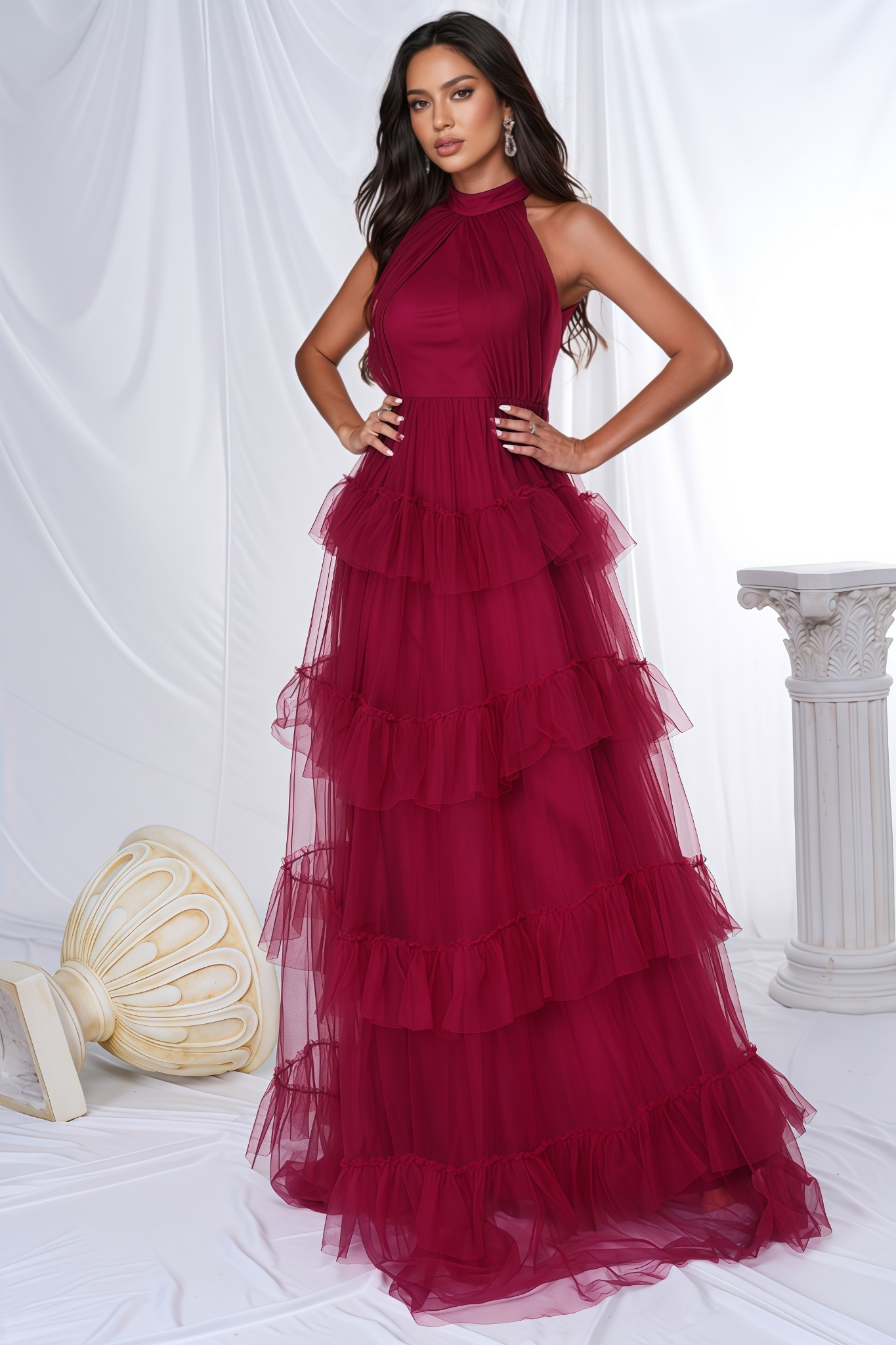 Vira Red Strapless Maxi Dress