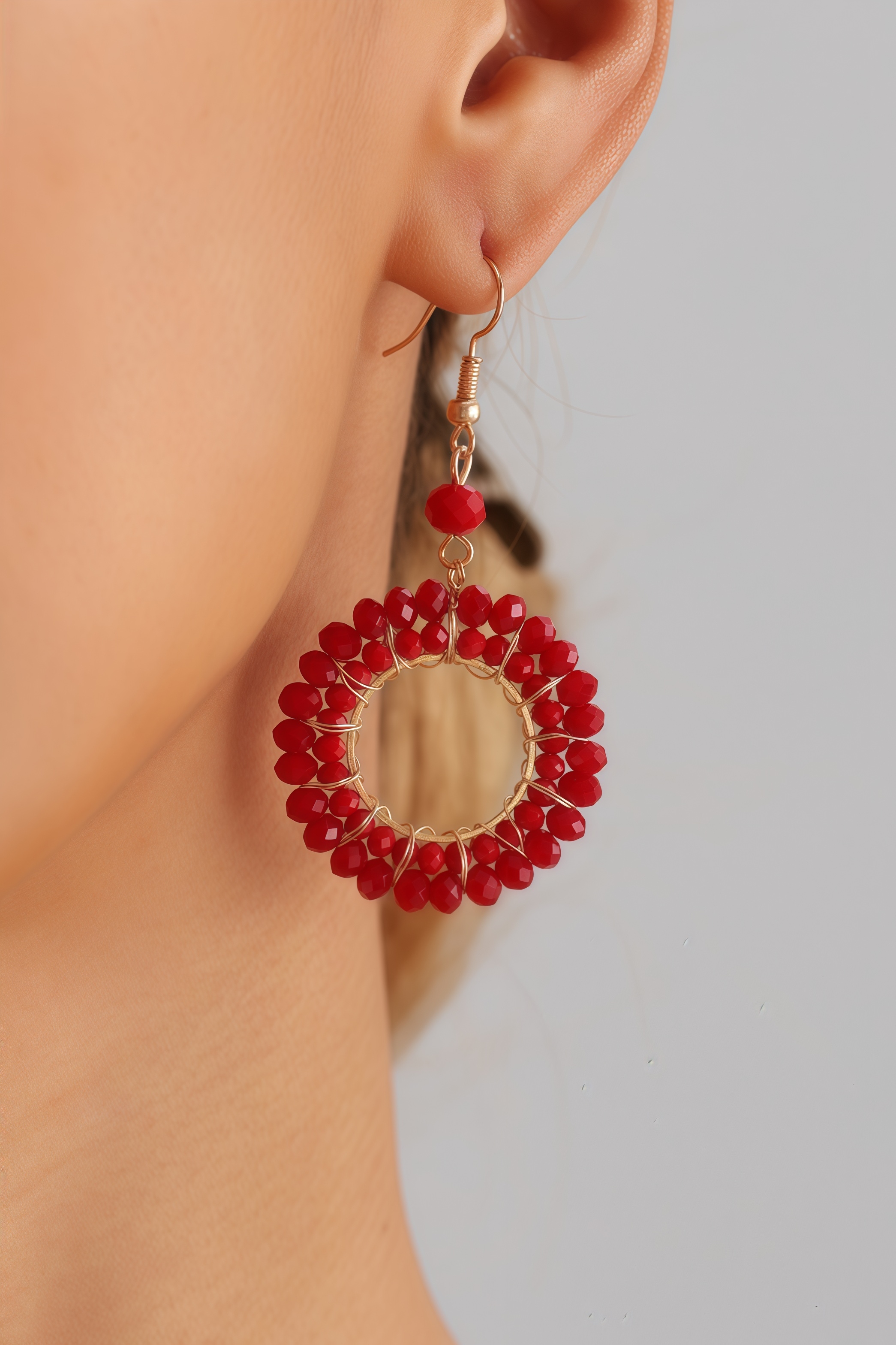 Juno Red Crystal Woven Earrings