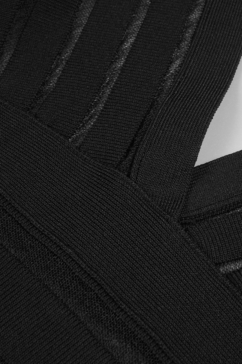 Lakei Black Deep V Openwork Maxi Dress