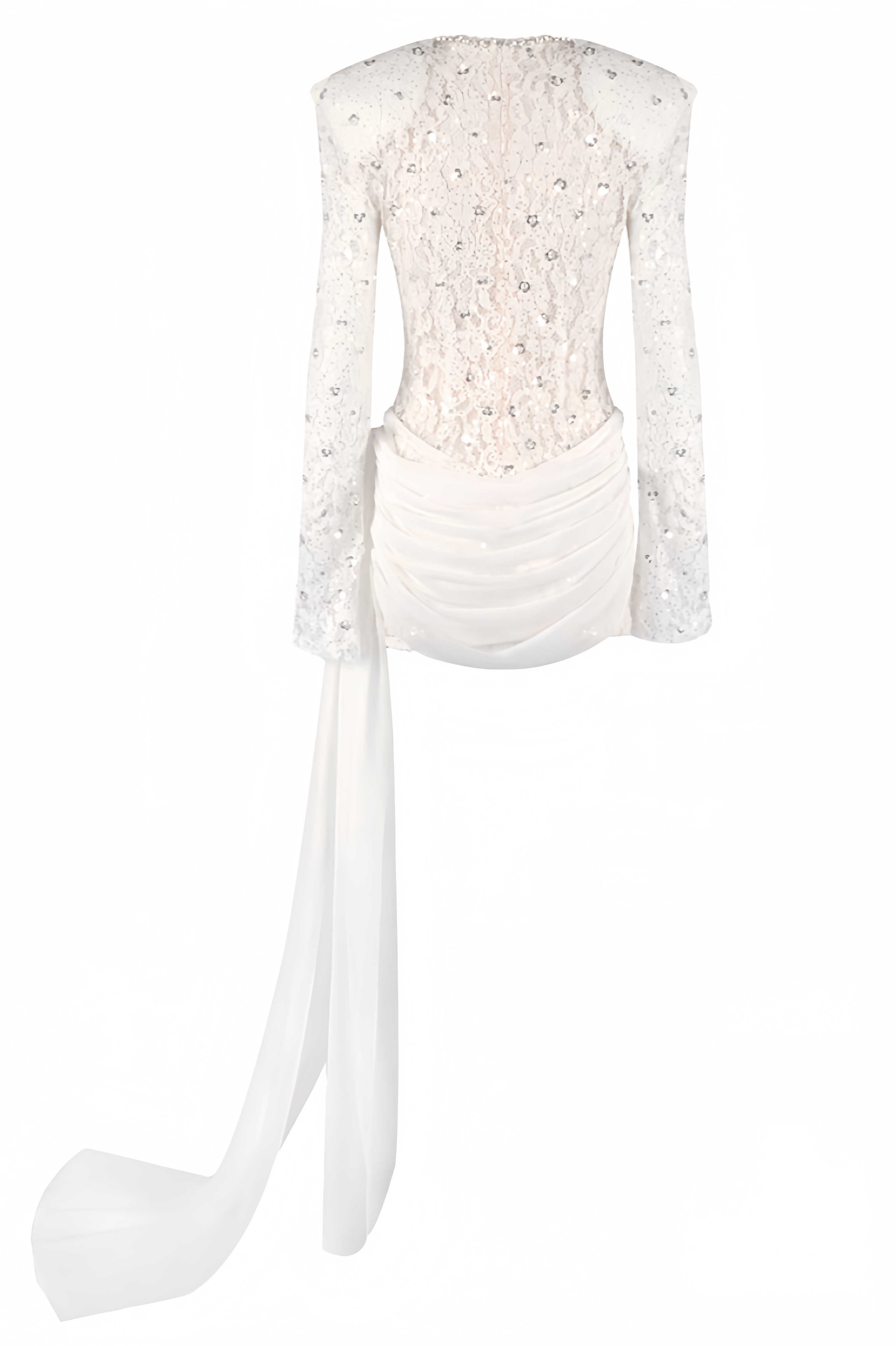 Vilina Long Sleeve Lace Rhinestone Mini Dress