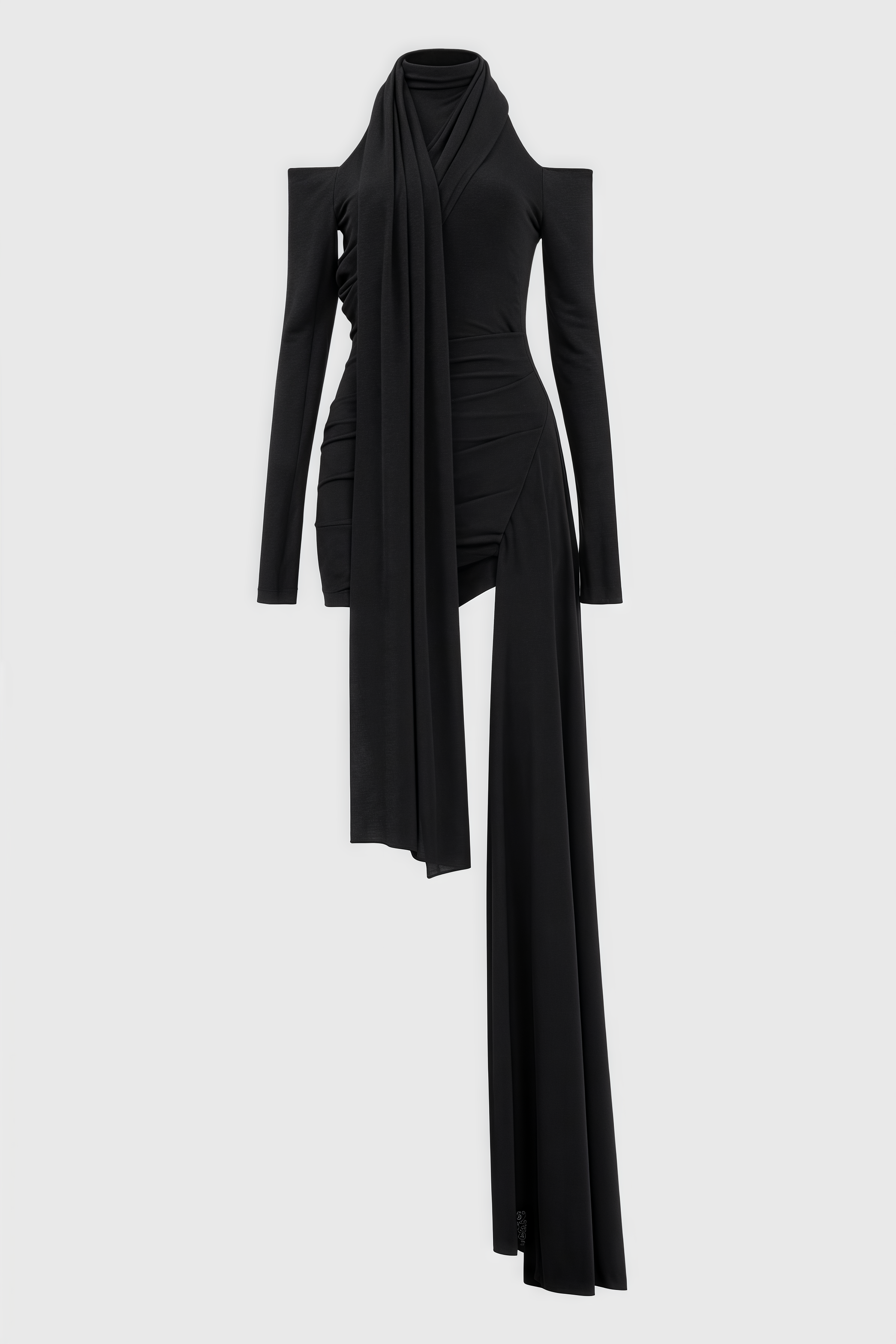 Tata Hollow Black Split Mini Dress