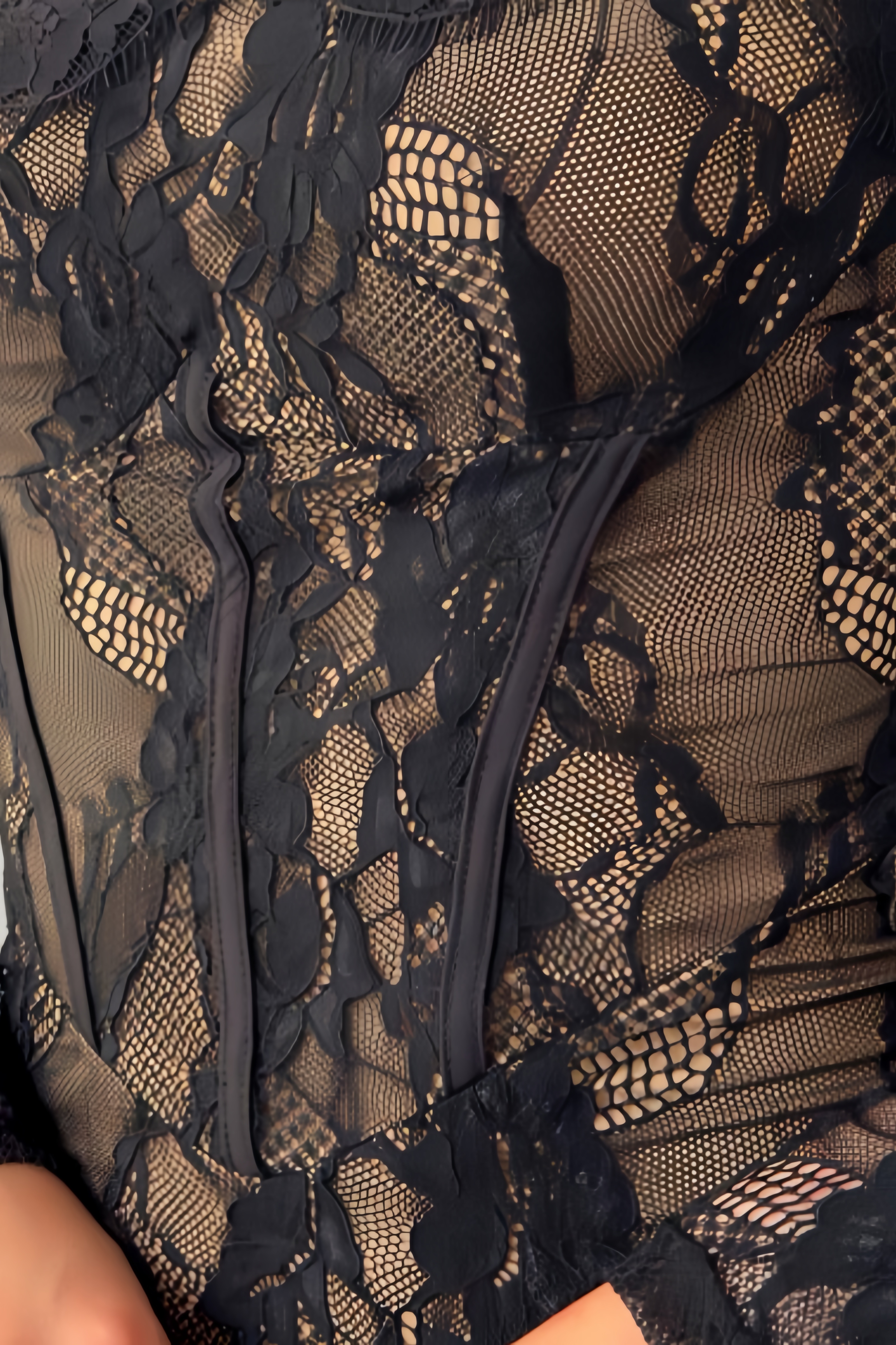 Enoahe Black Lace Slit Maxi Dress