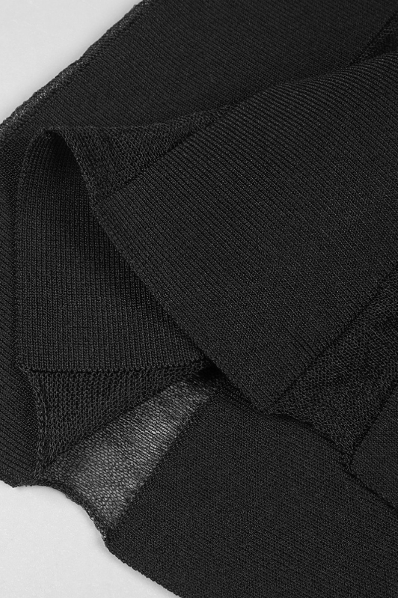 Lakei Black Deep V Openwork Maxi Dress