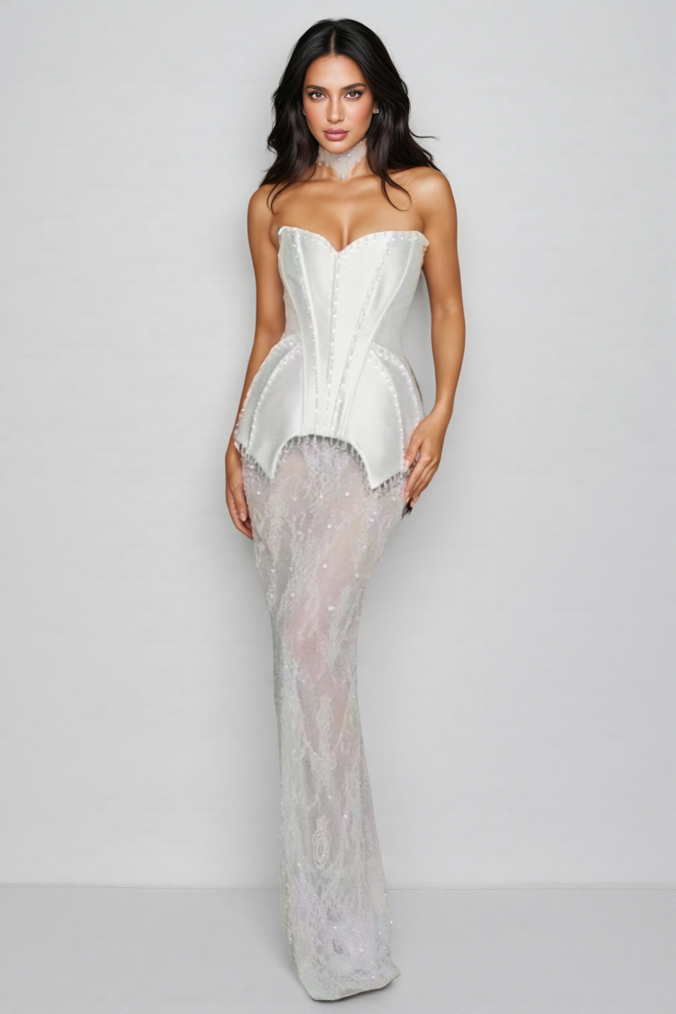 Kendall Crystal Lace Maxi Dress