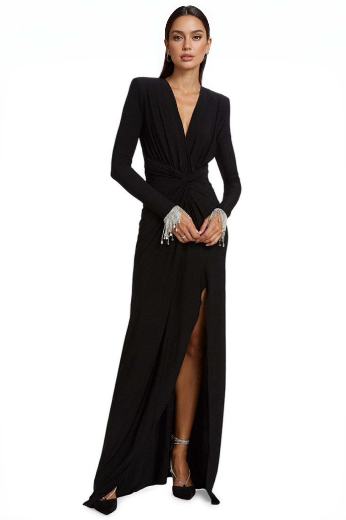 Aila Black Twisted Maxi Dress