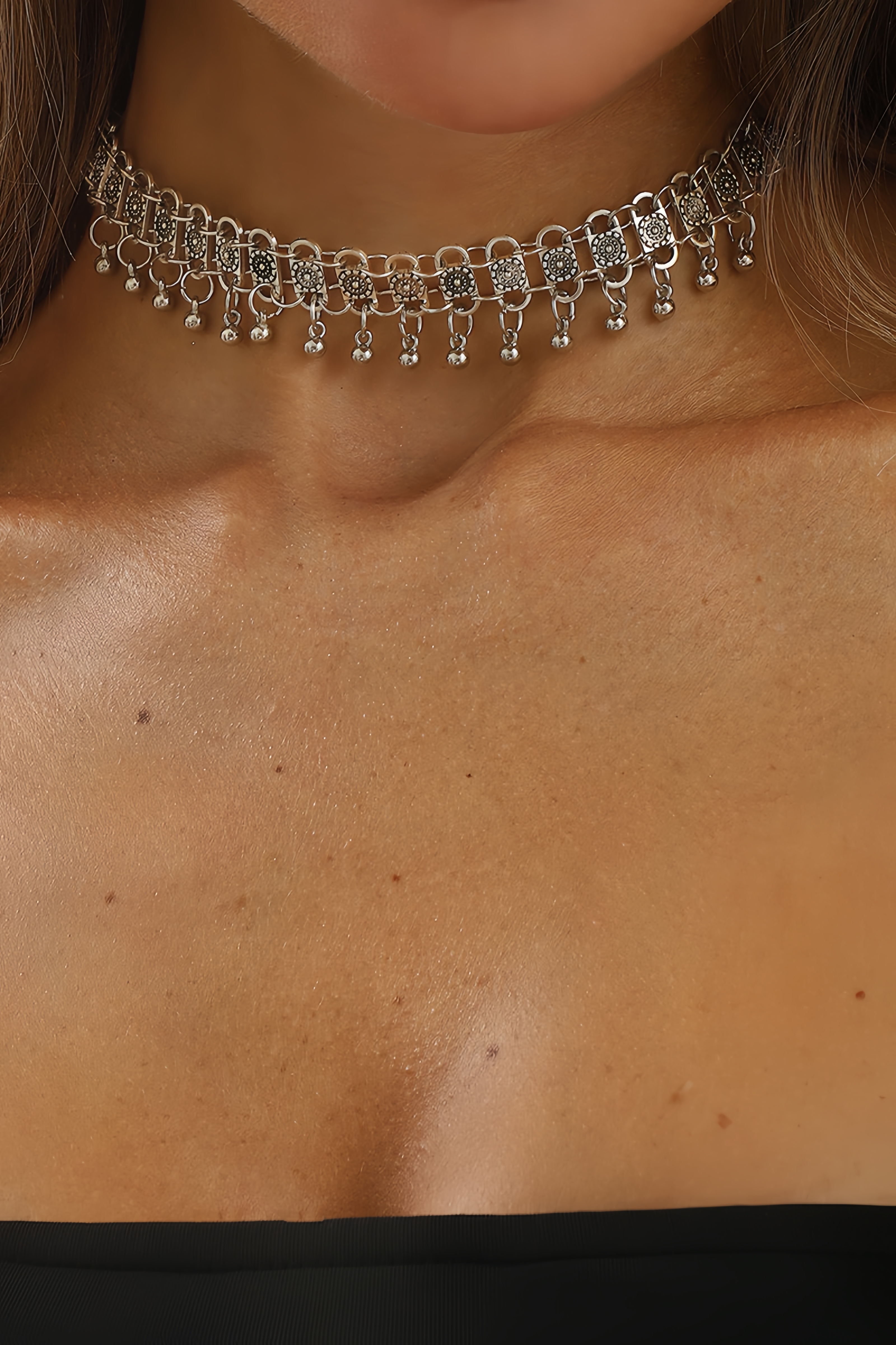 Jozie Double Layer Lock Bead Necklace