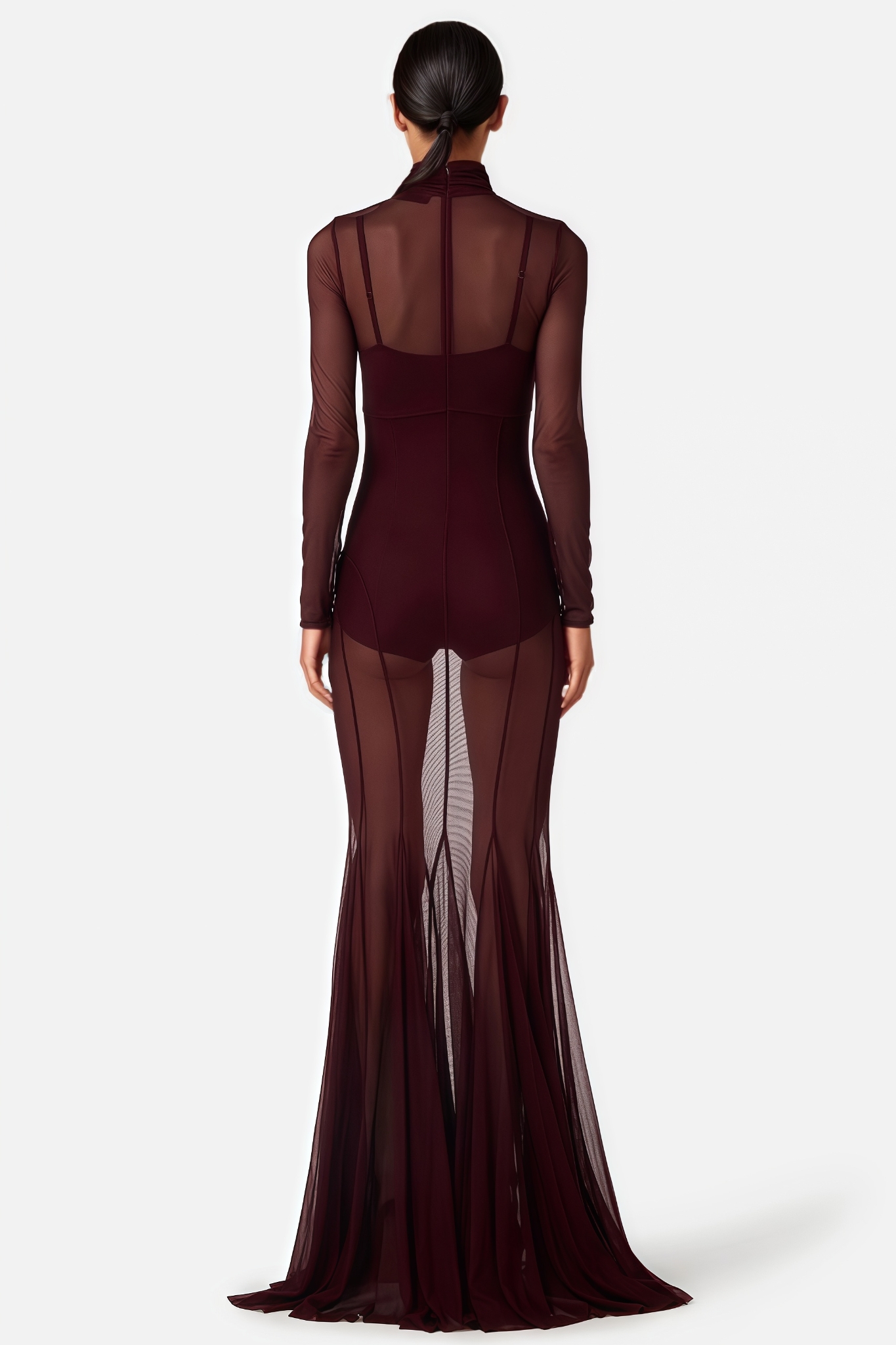 Kydern Red Mesh Mermaid Maxi Dress