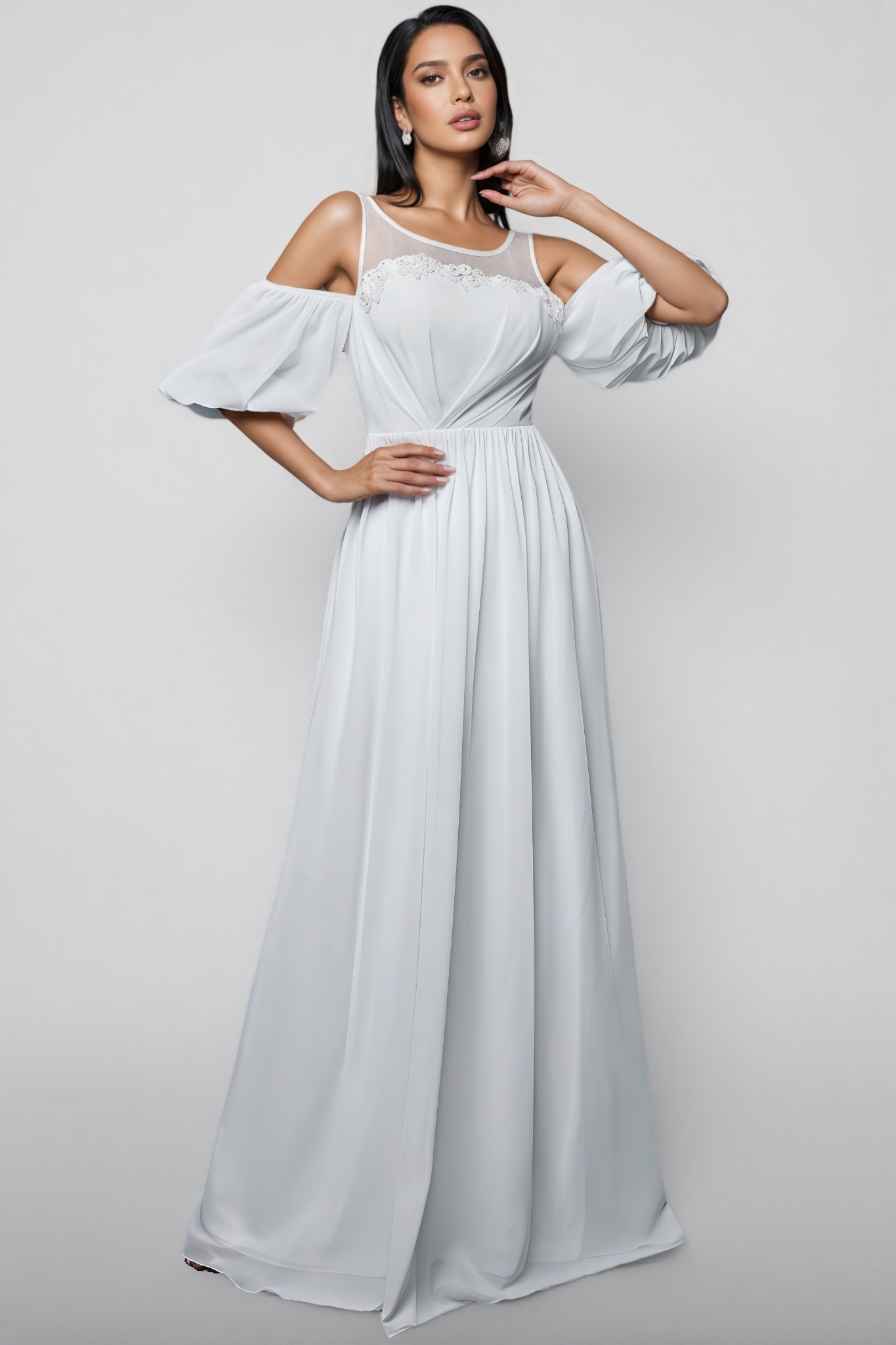 Calyxn White Short Sleeve Maxi Dress