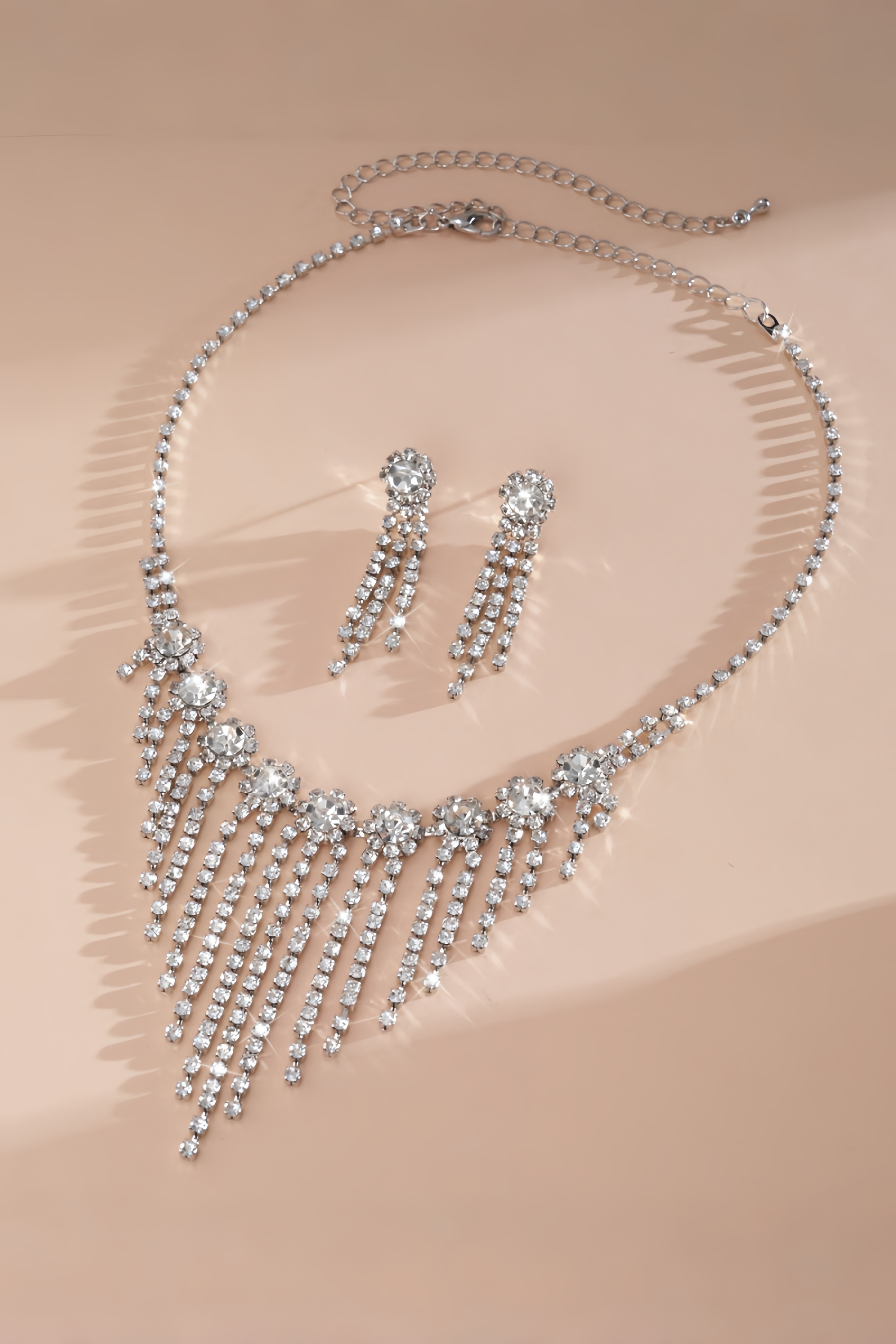 Riltey Diamond Studded Flower Earrings Necklaces