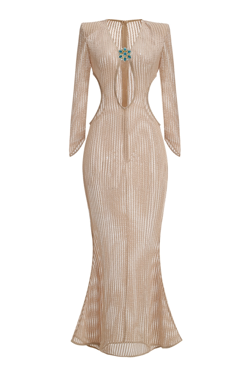 Aquila Openwork Diamond Fishtail Maxi Dress