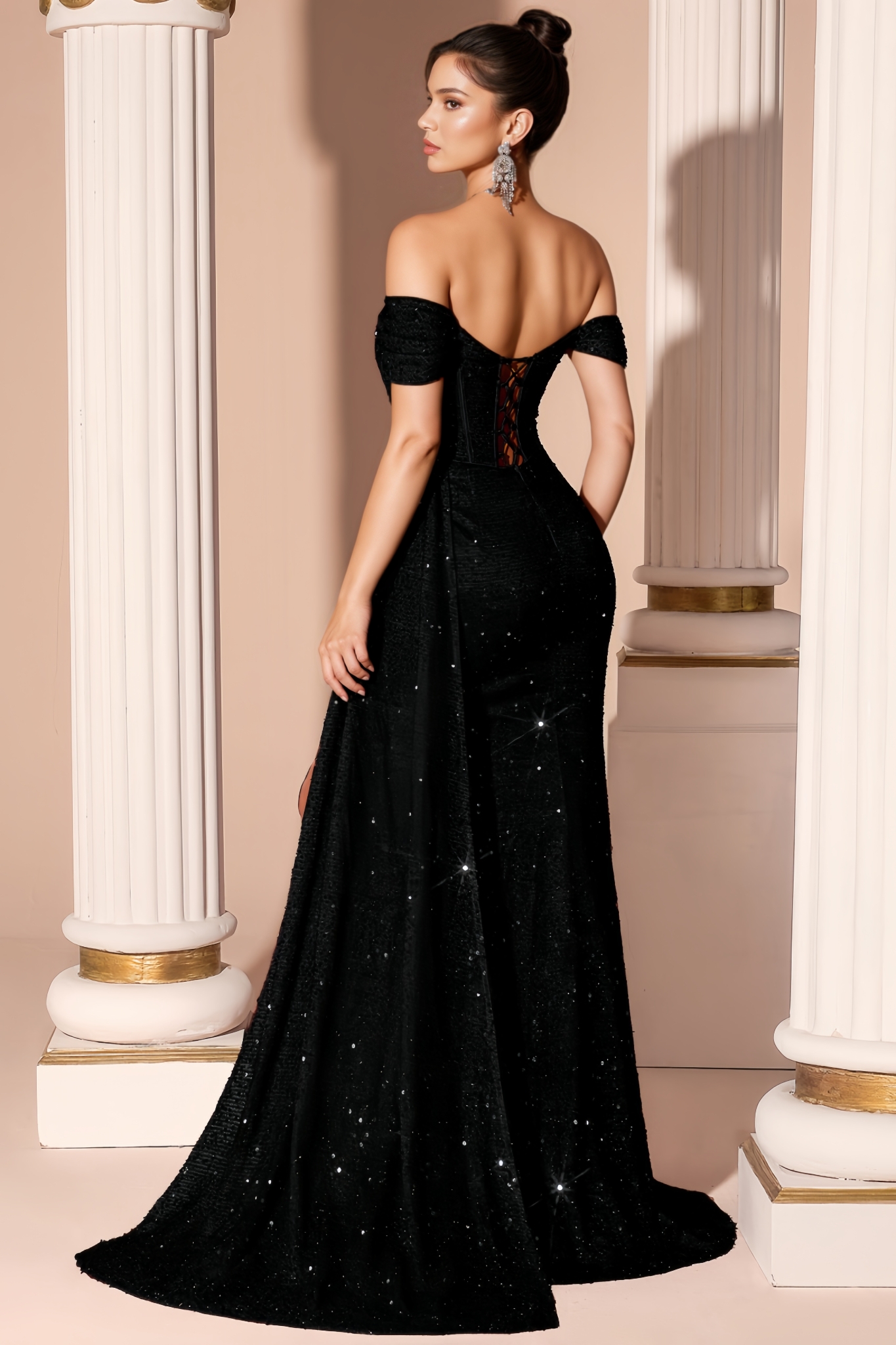 Ranmy Black Strapless Sequin Maxi Dress