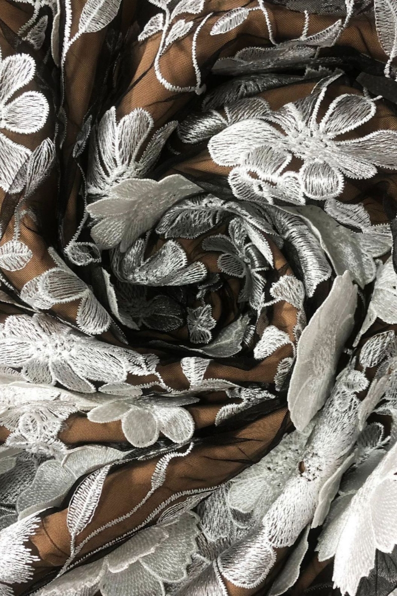 Noricd Black 3D Floral Open Back Maxi Dress