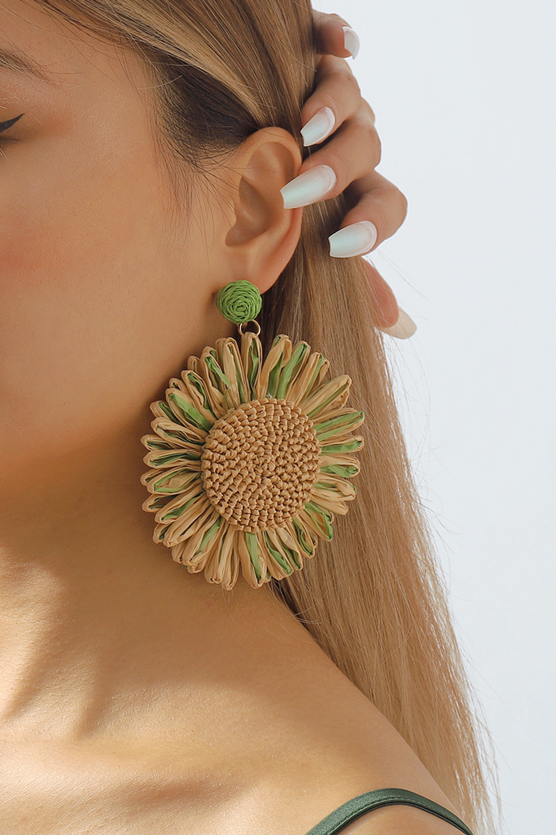 Zina Raffia Woven Floral Earrings
