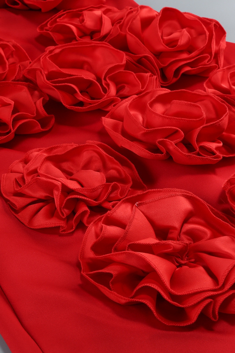 Livlah Red 3D Floral Mini Dress