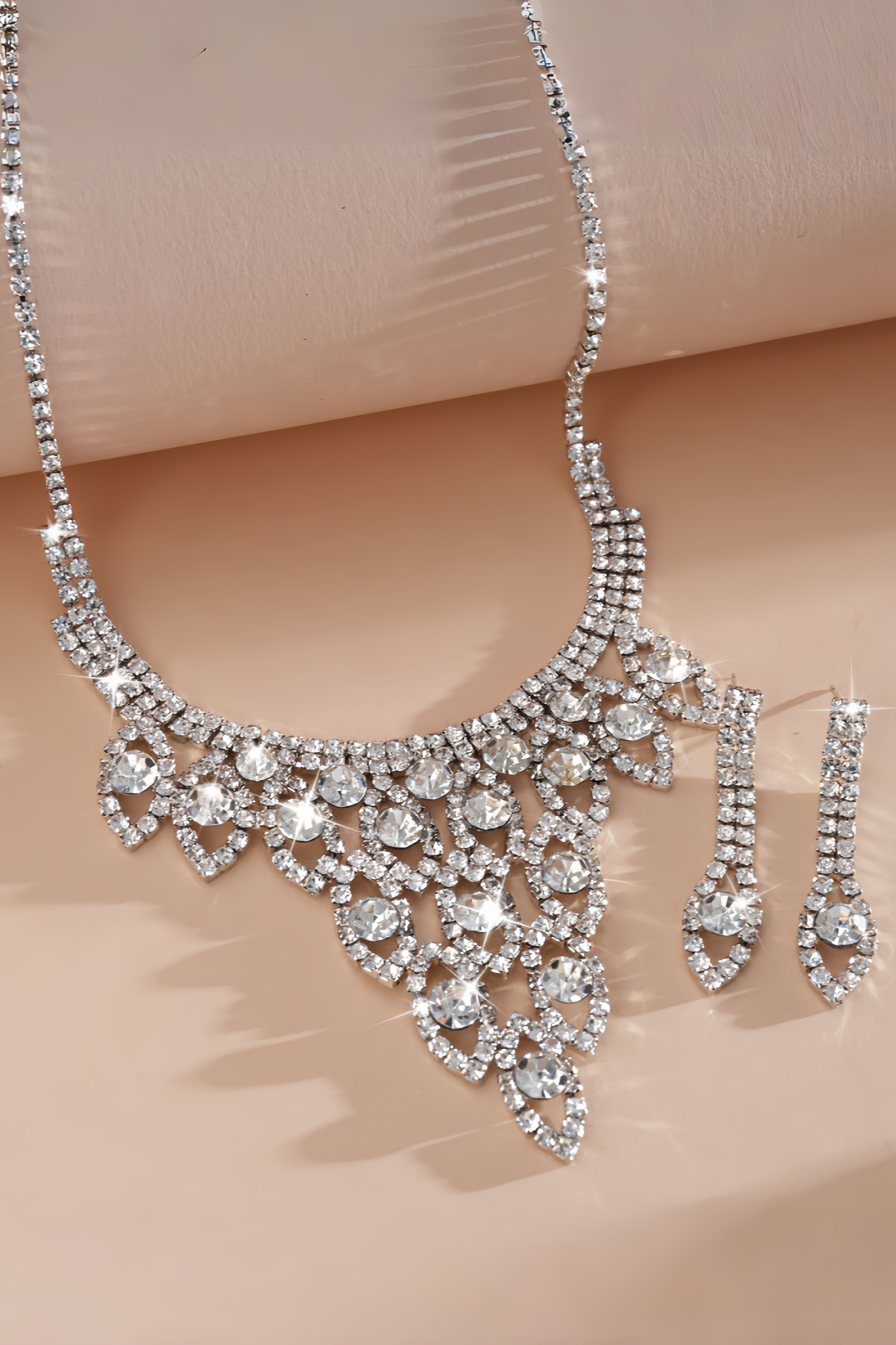 Zogey Diamond Studded Fringe Earrings Necklaces