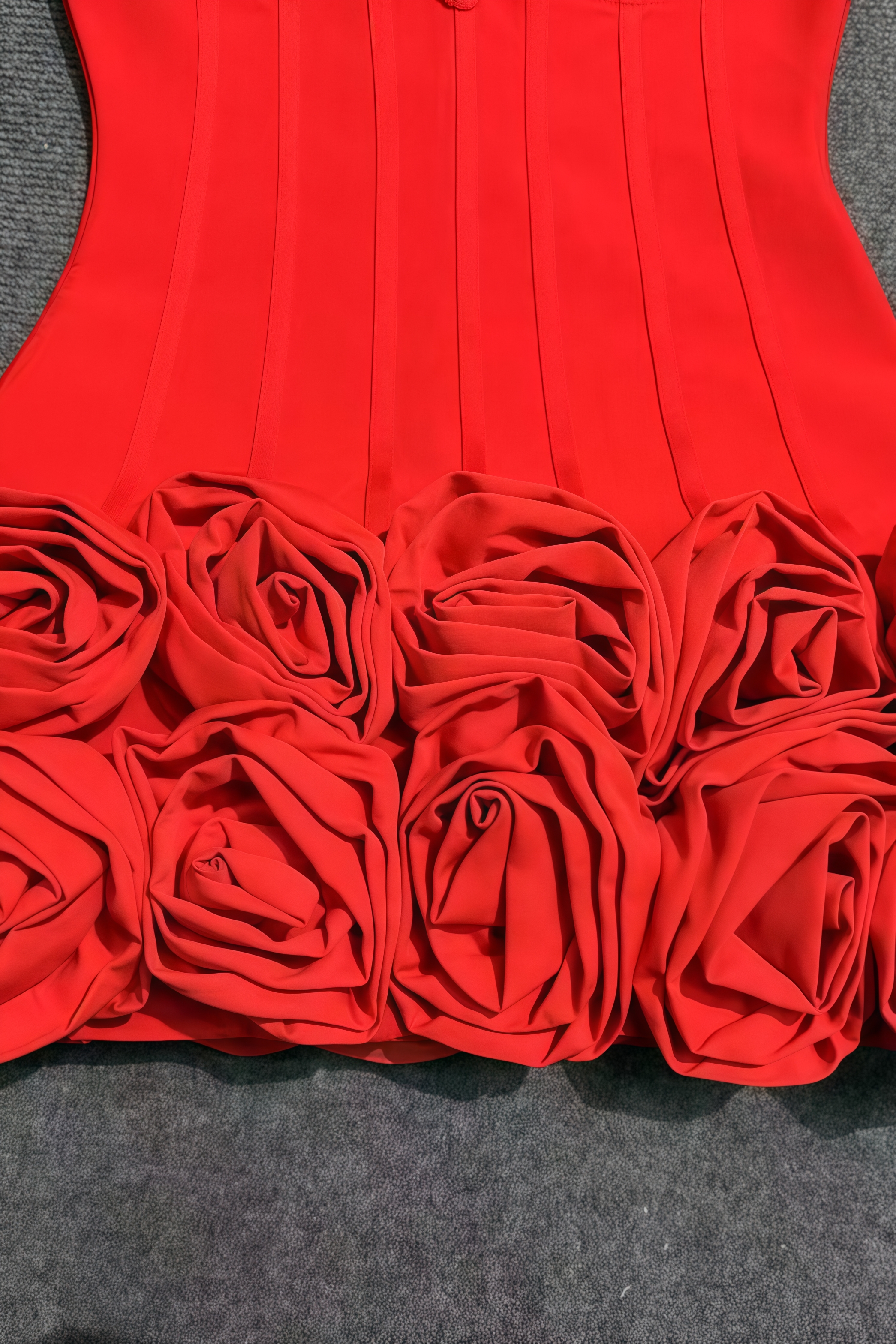 Natha Red 3D Flower Lace Mini Dress