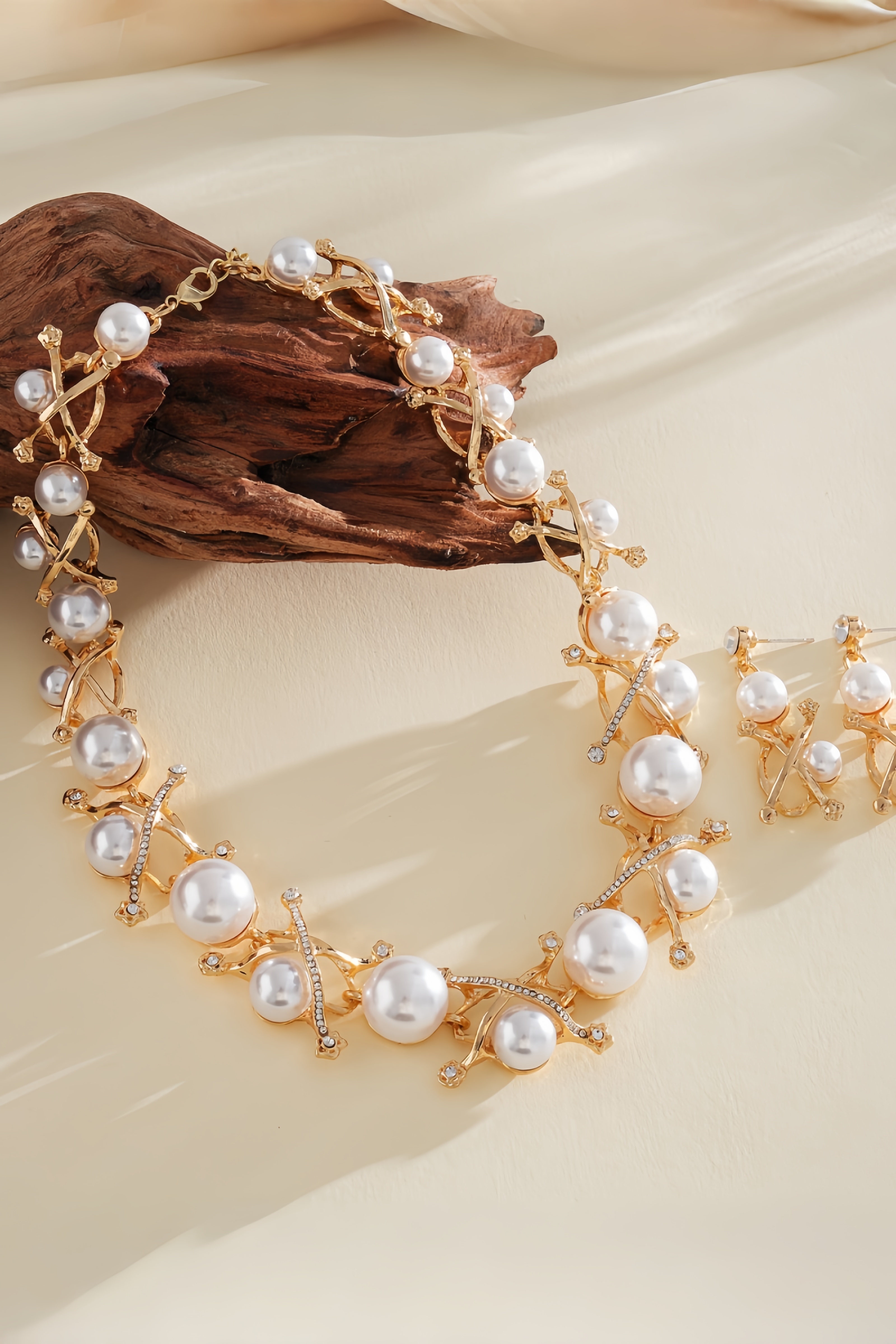 Natglie Pearl Cross Earrings Necklaces