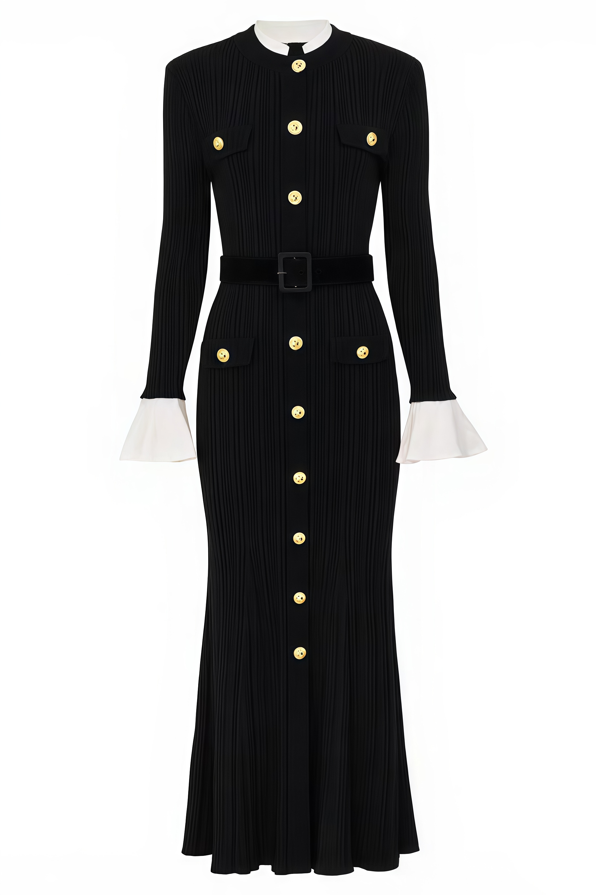 Giavanna Long Sleeve Crew Neck Knit Midi Dress