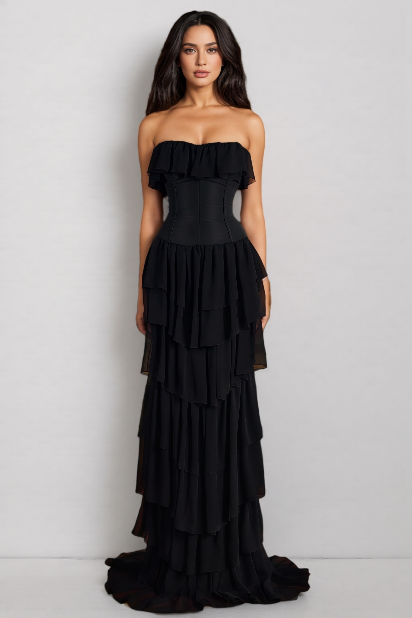 Calsty Black Strapless Maxi Dress