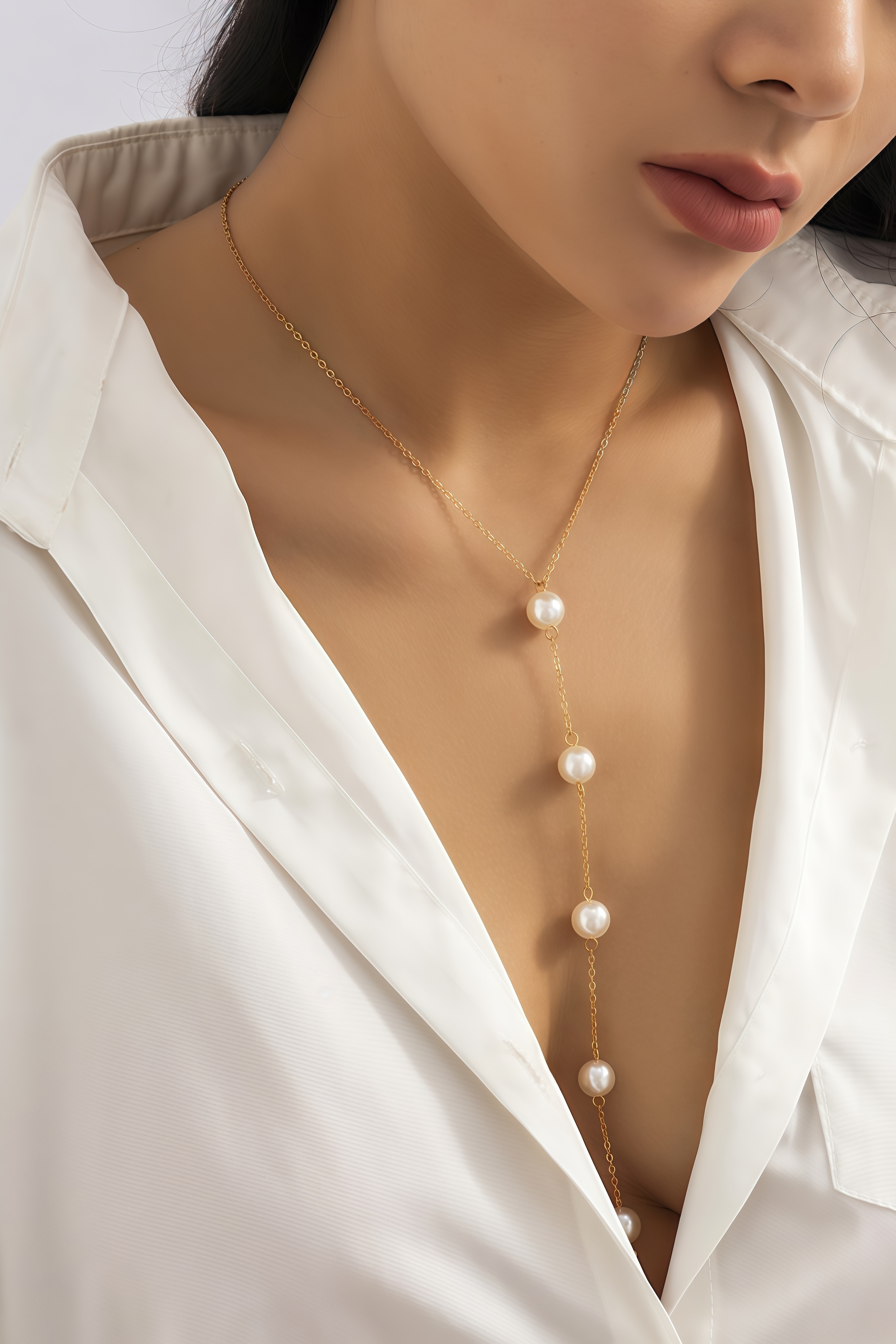 Dorian Metal Chain Pearl Necklace