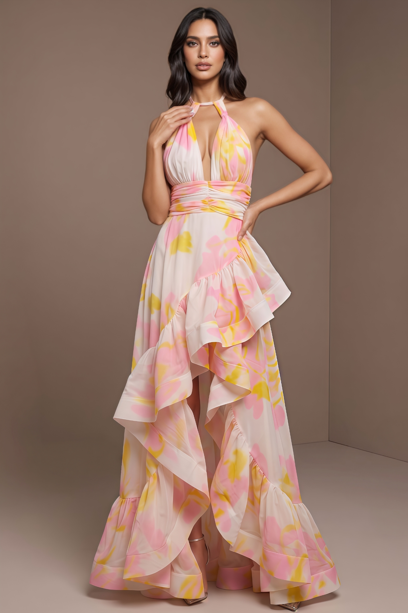 Matilda Ruffled Slit Maxi Dress