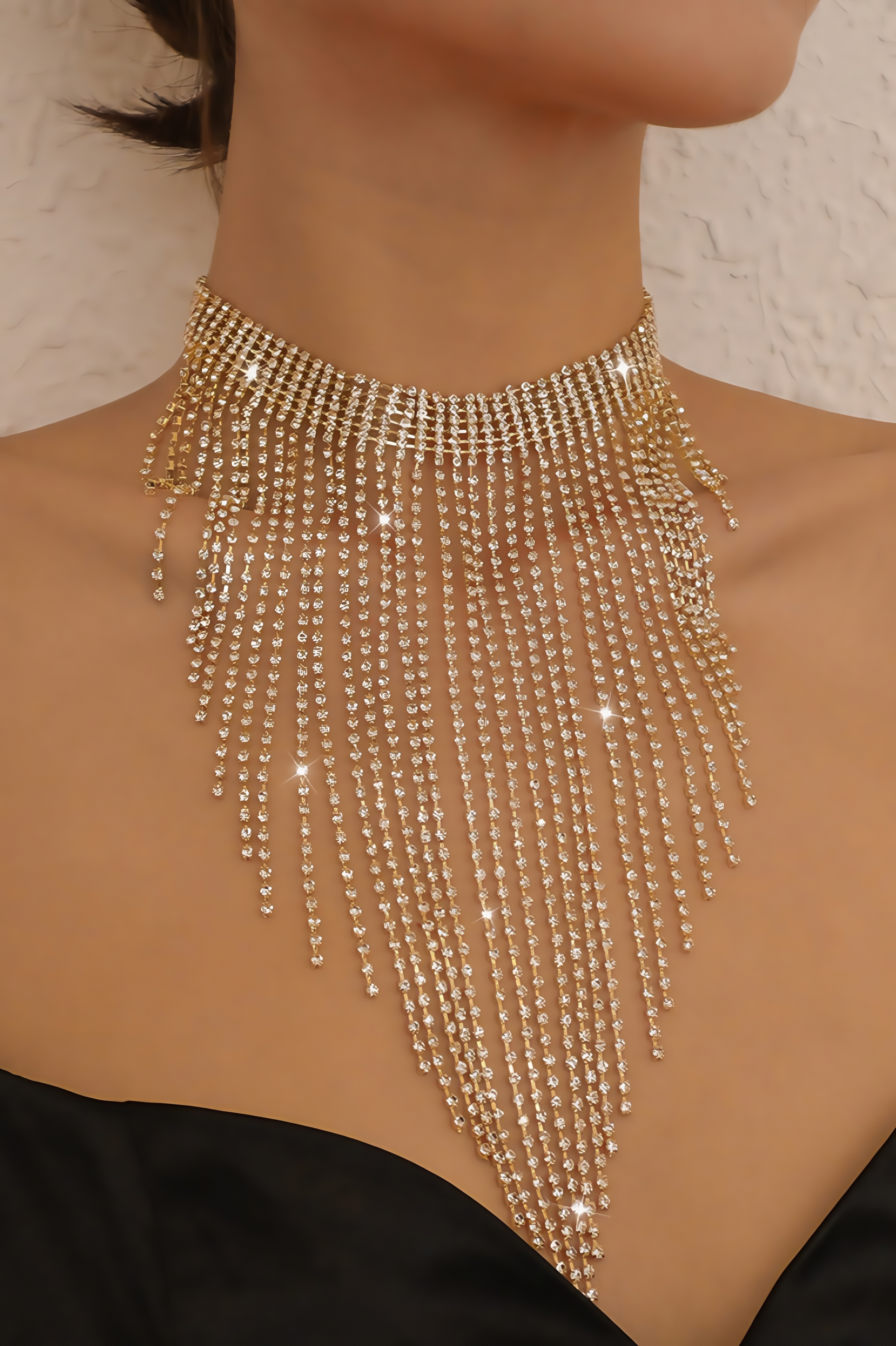 Oriana Tassel Rhinestone Necklace