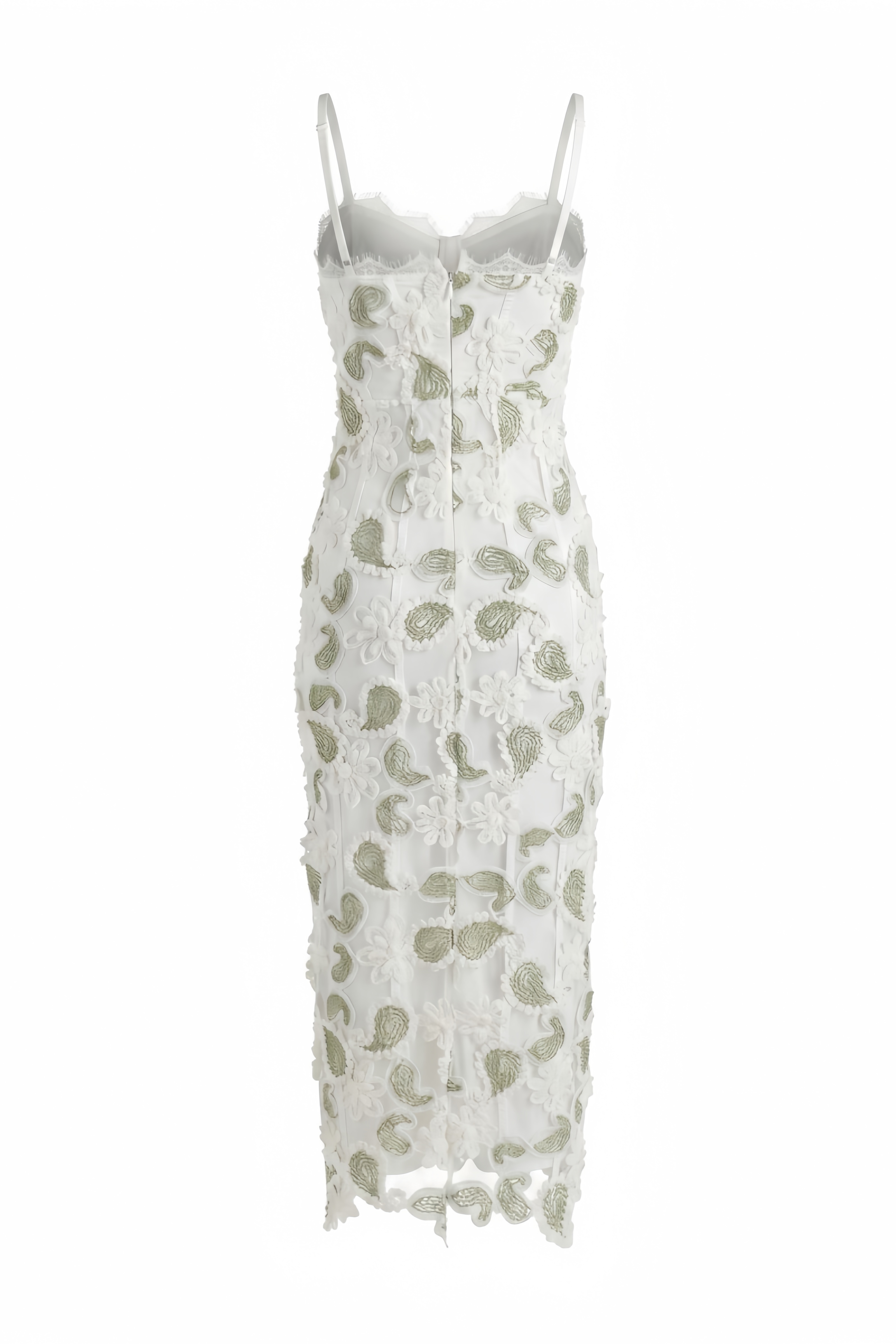 Yorak Sleeveless Lace Embroidered Midi Dress