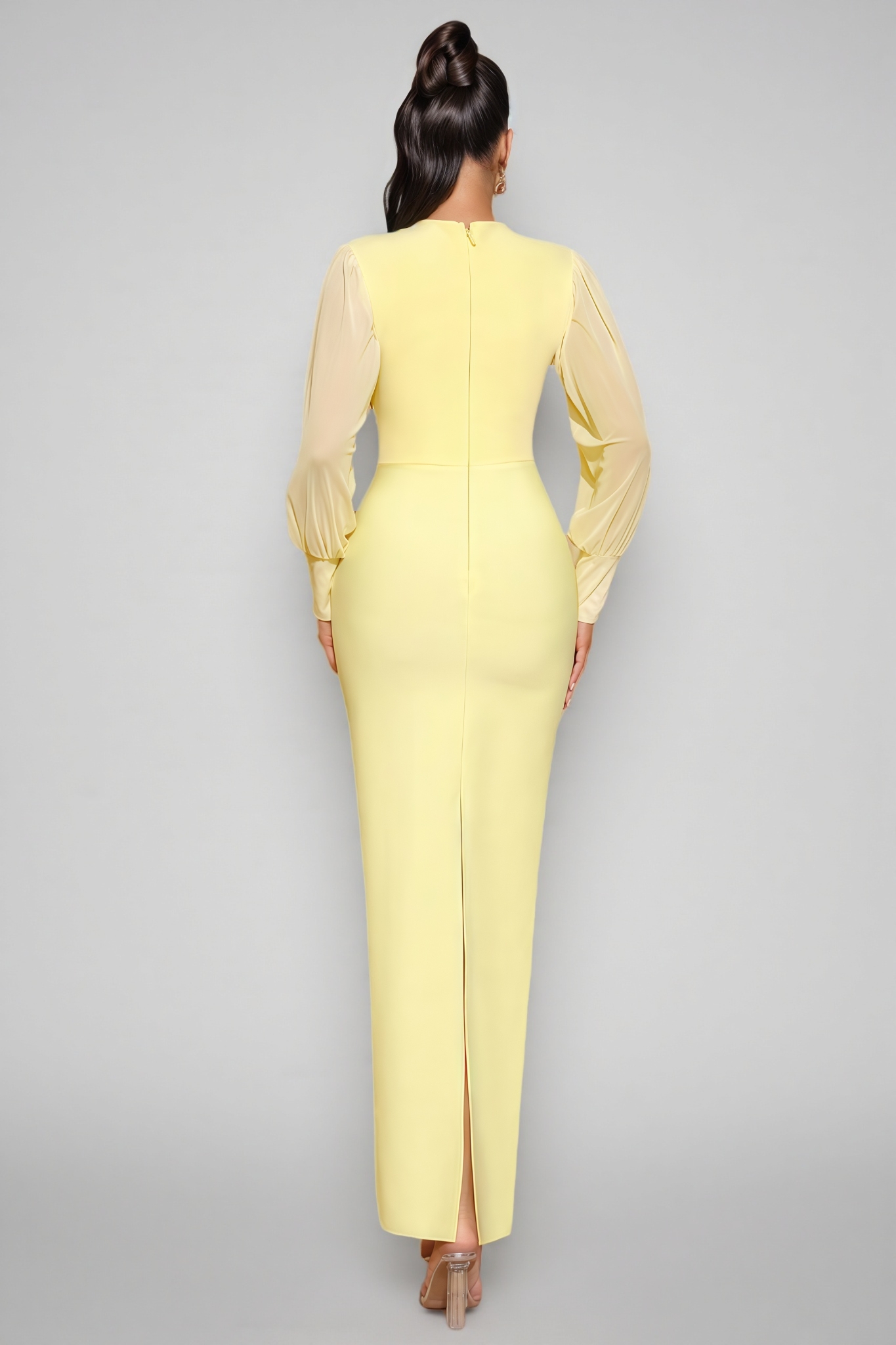 Euopa Yellow Rhinestone Maxi Dress