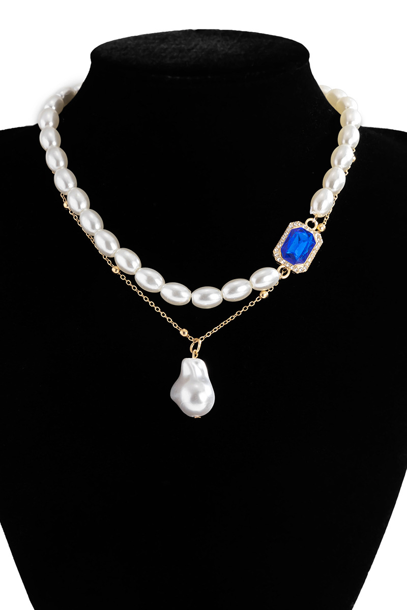 Mona Imitation Pearl Gemstone Necklace