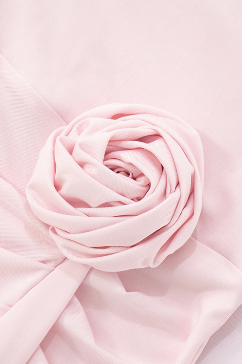 Harley Pink Strapless 3D Floral Slit Maxi Dress