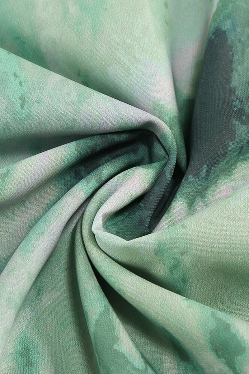 Erika Green Print Deep V Backless Maxi Dress