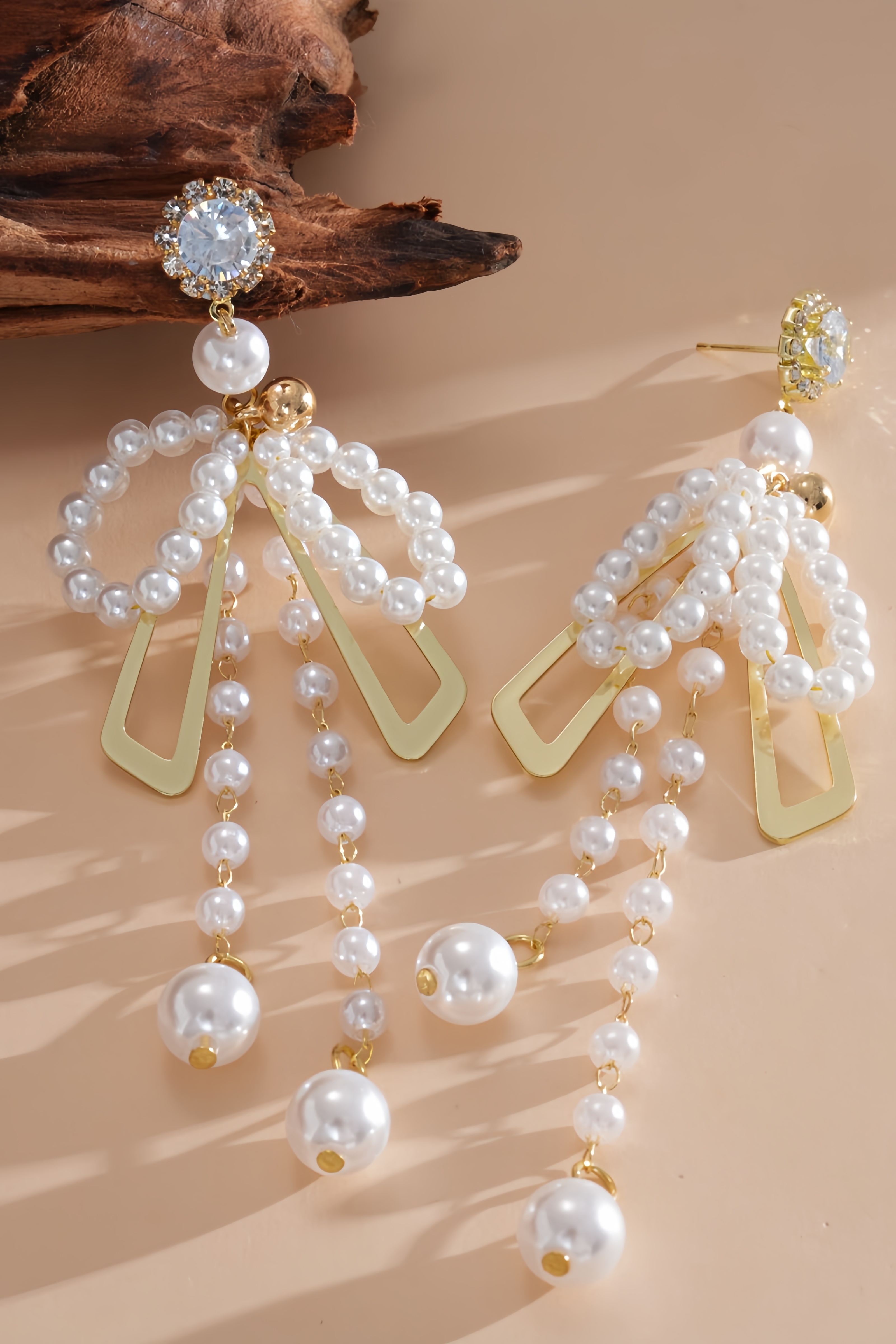 Danyie Pearl Bow Fringe Earrings