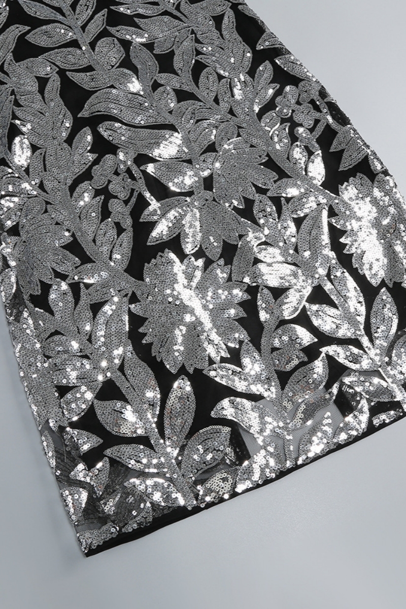 Inarl Embroidered Sequin Strappy Maxi Dress