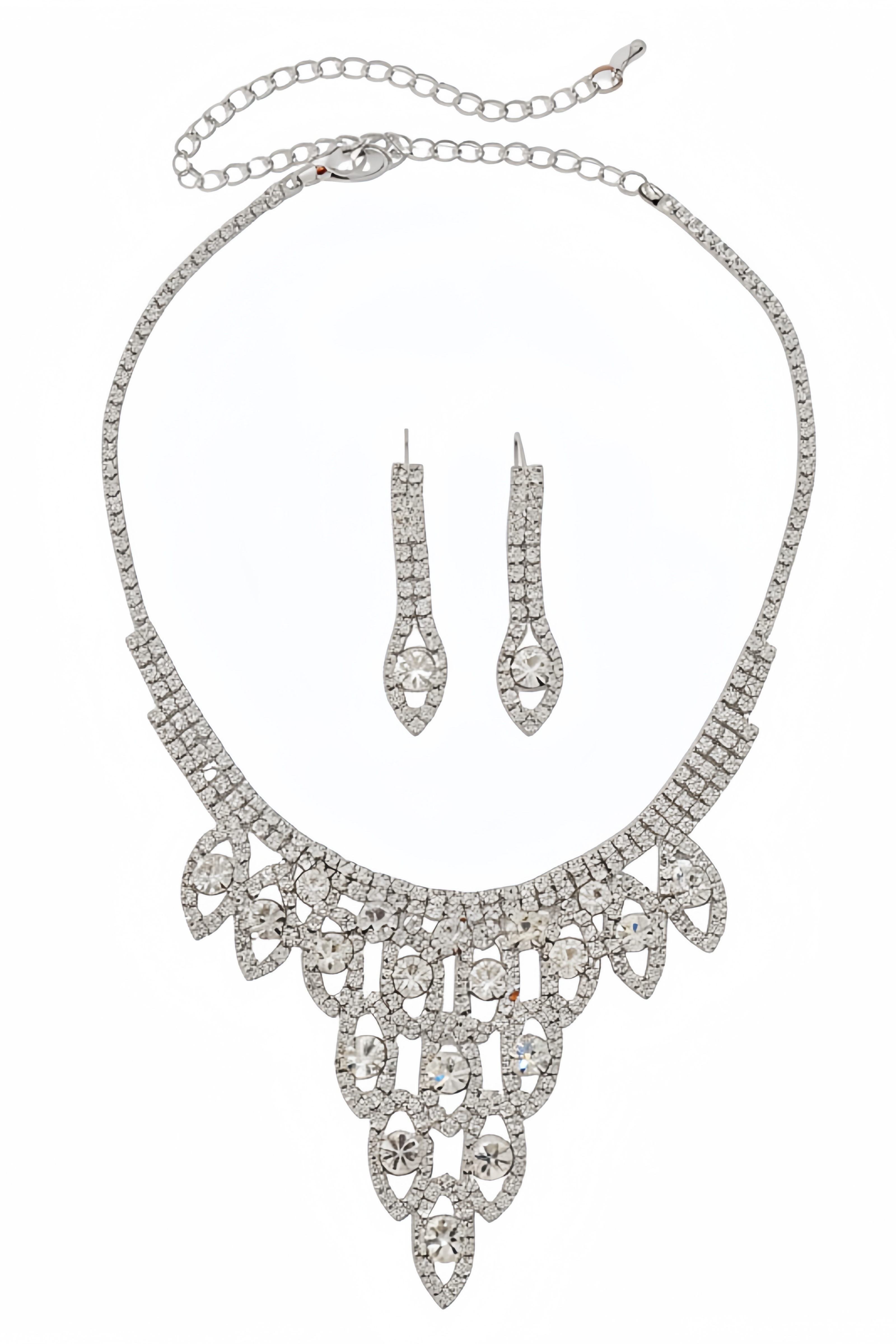 Zogey Diamond Studded Fringe Earrings Necklaces