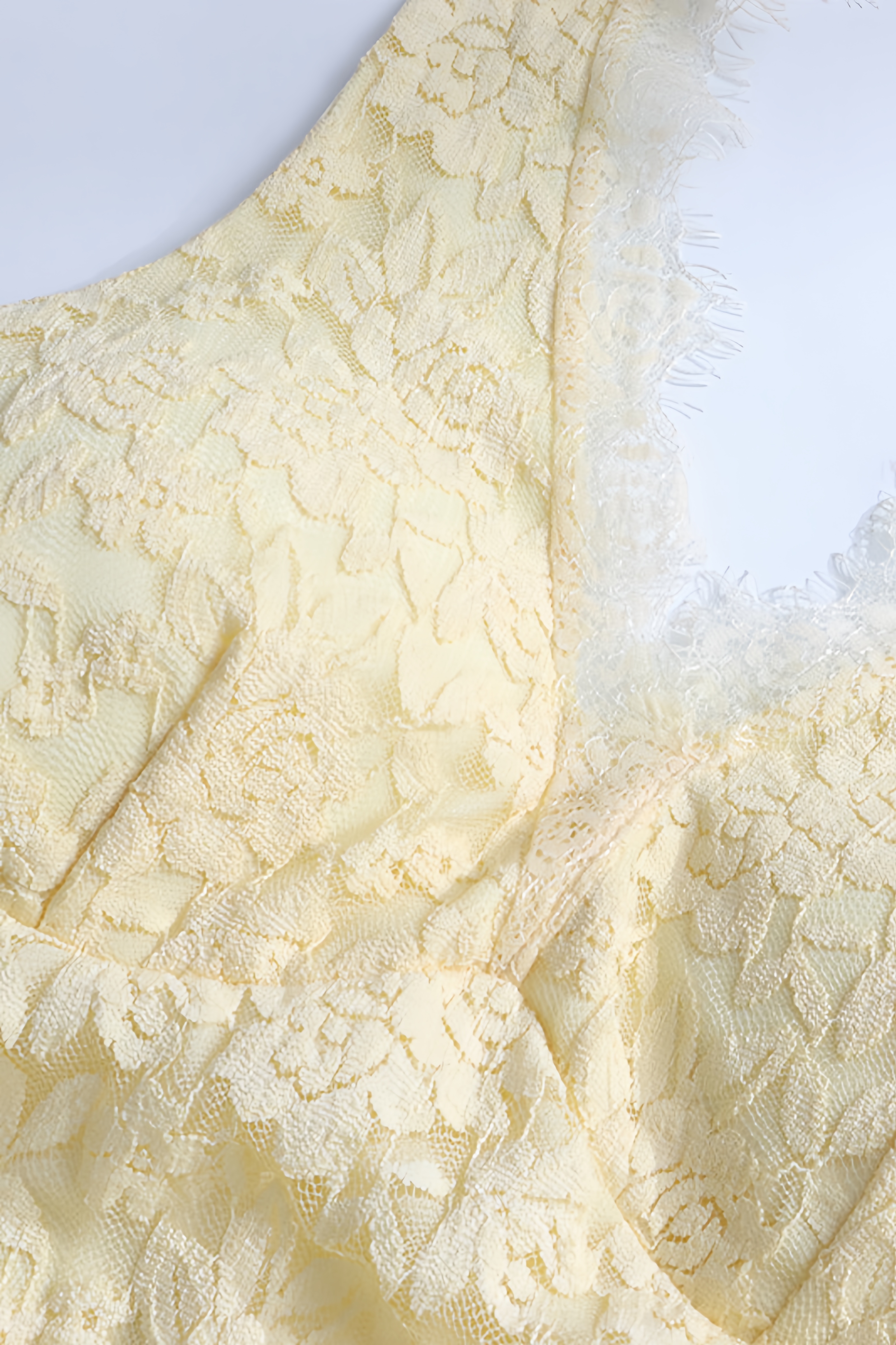 Quillrt Yellow Backless Lace Mesh Midi Dress