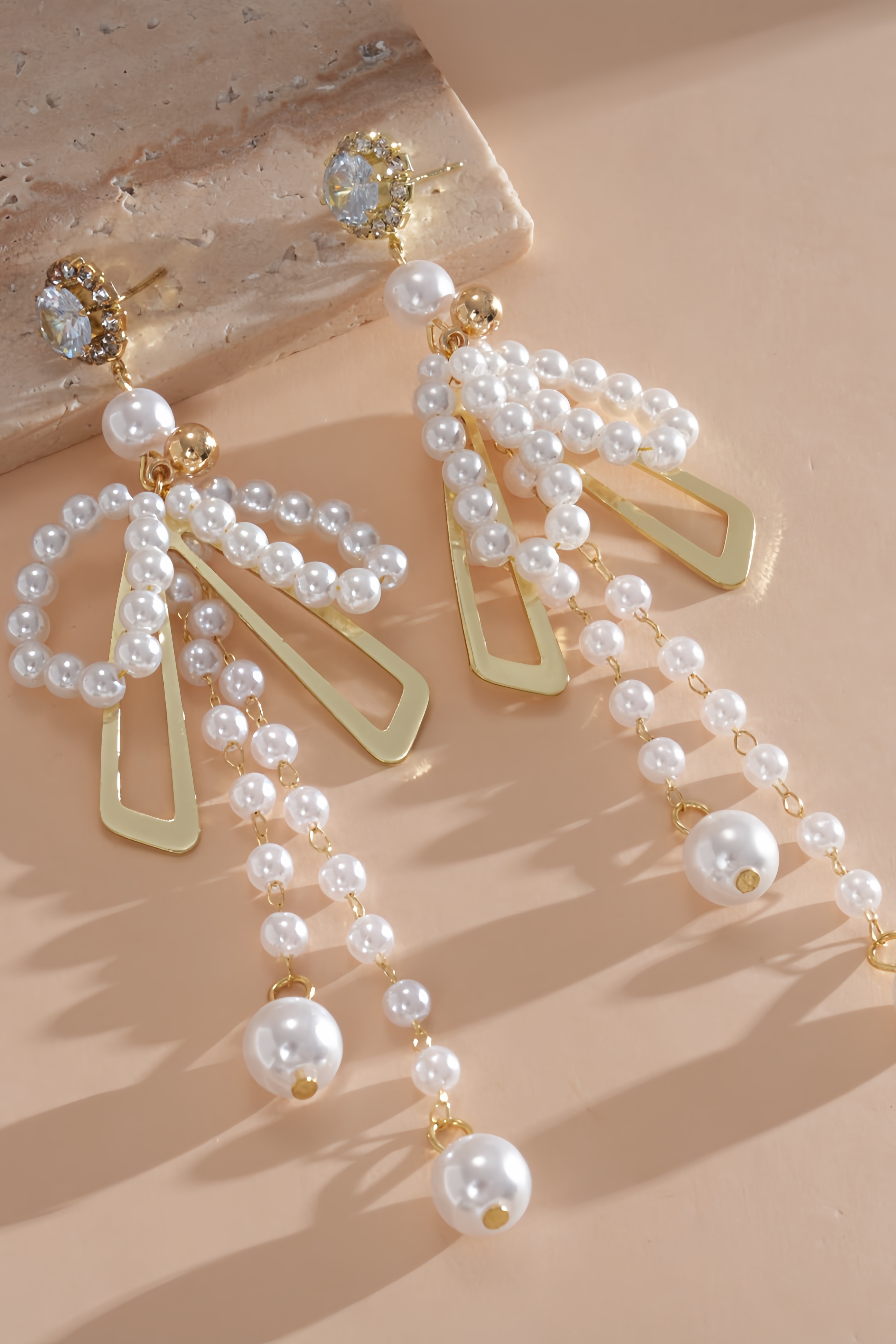 Danyie Pearl Bow Fringe Earrings