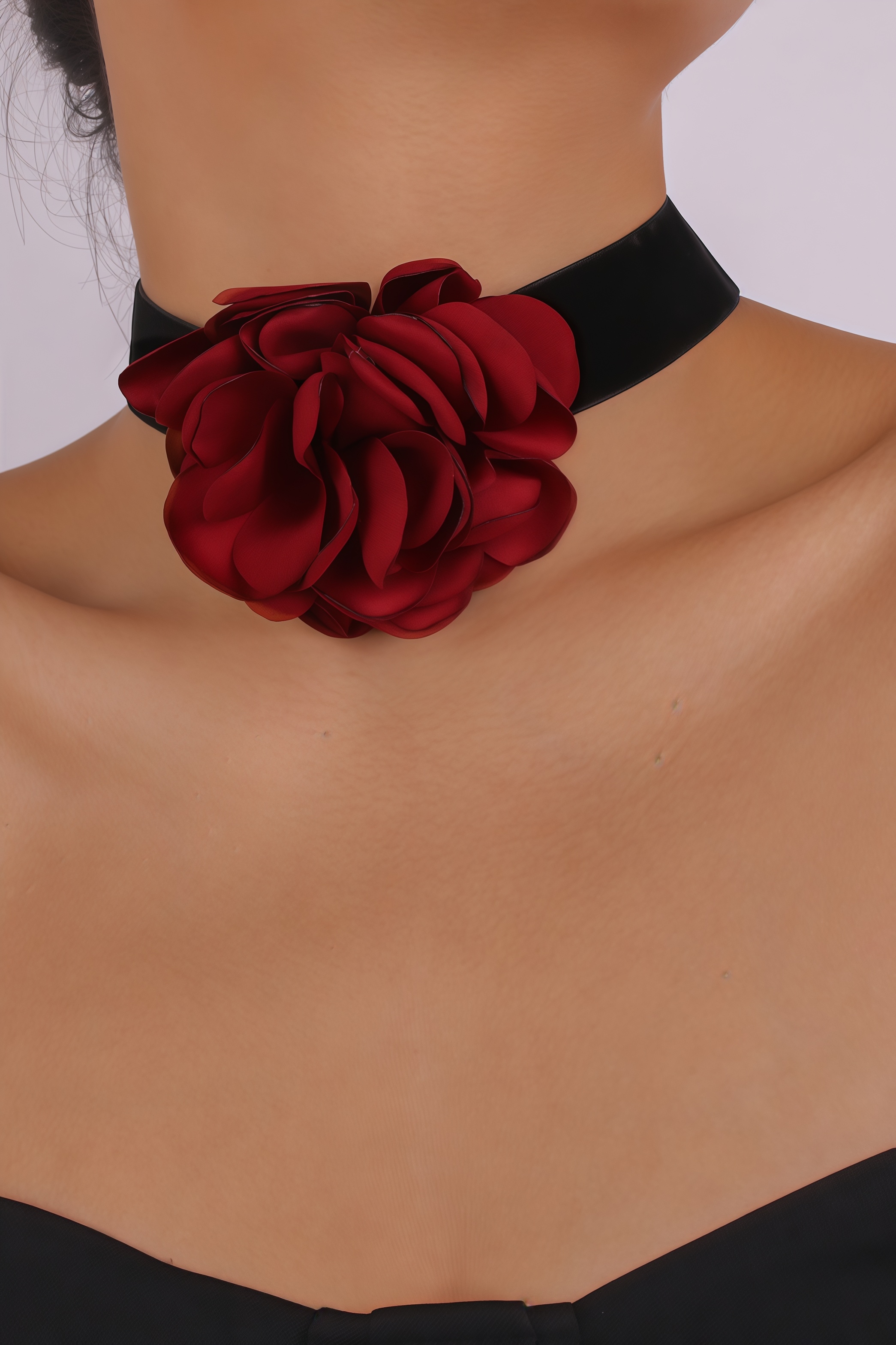 Eamon Rose Flocking Fabric Necklace