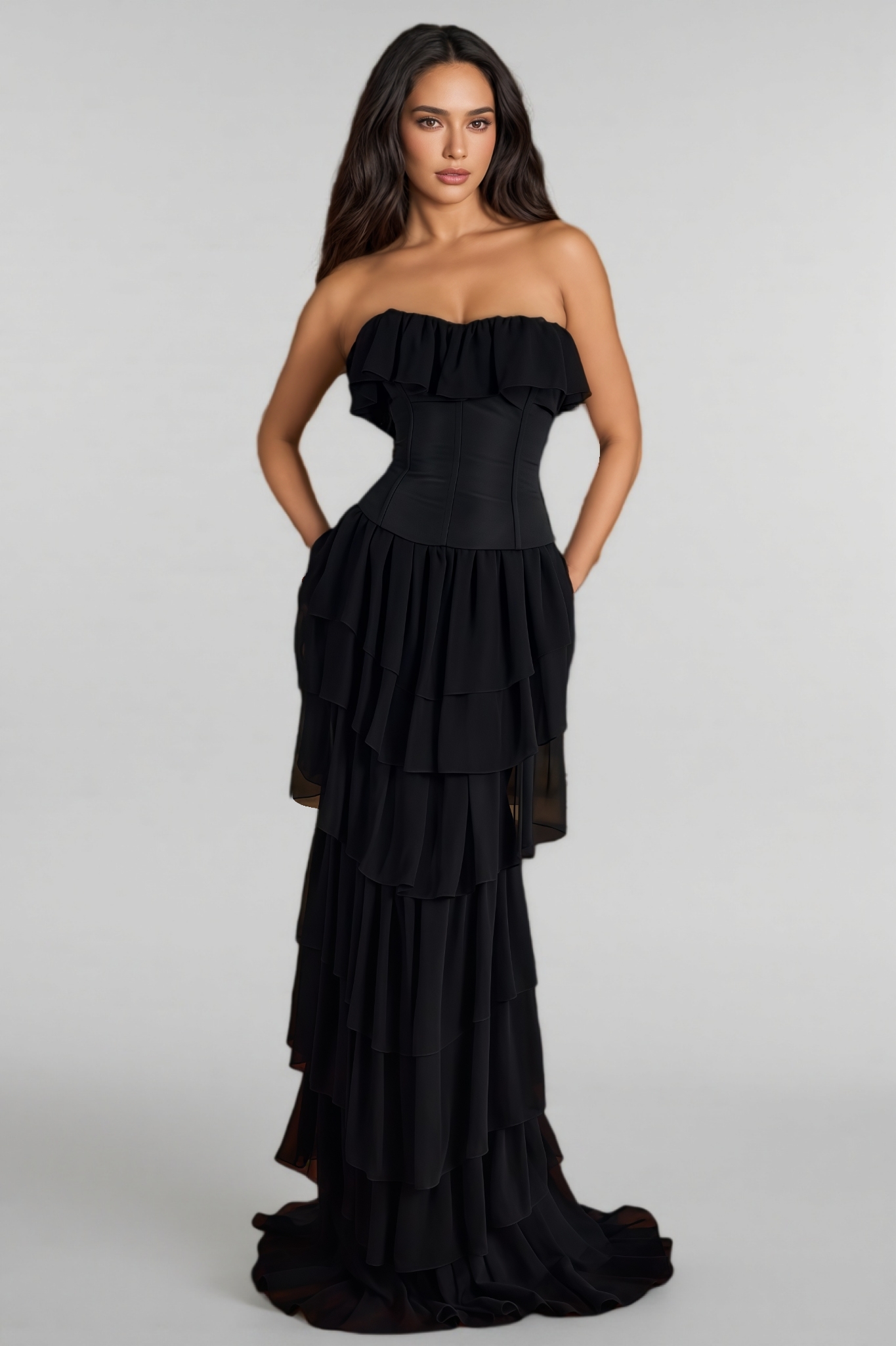 Calsty Black Strapless Maxi Dress