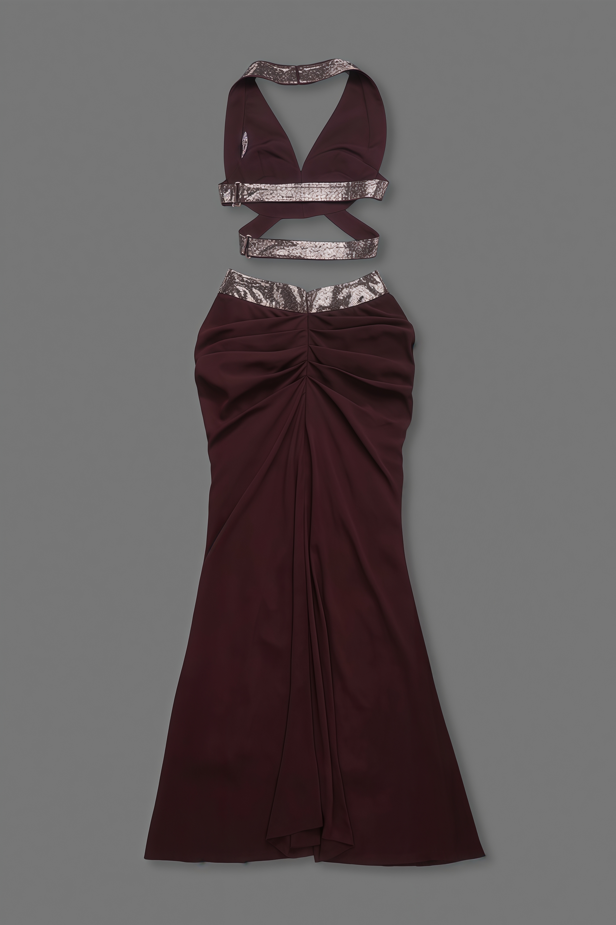 Hbryn Halter Neck Cut Out Maxi Dress Set
